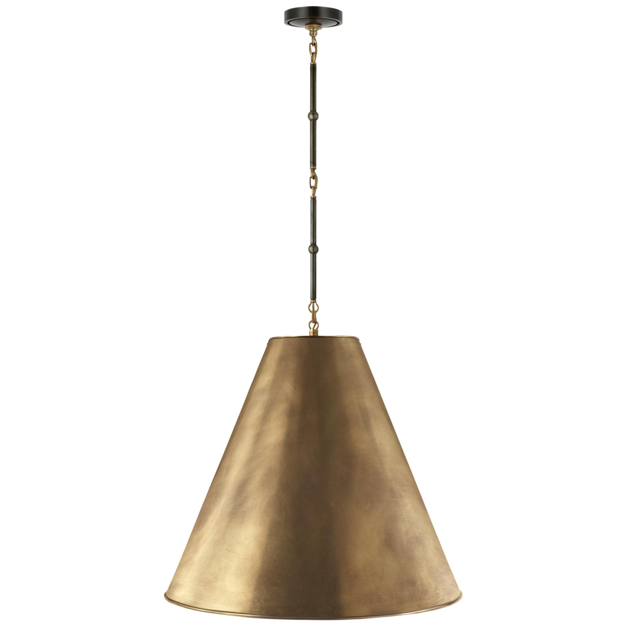 Shown in Bronze With Antique Brass finish and Antique Brass shade