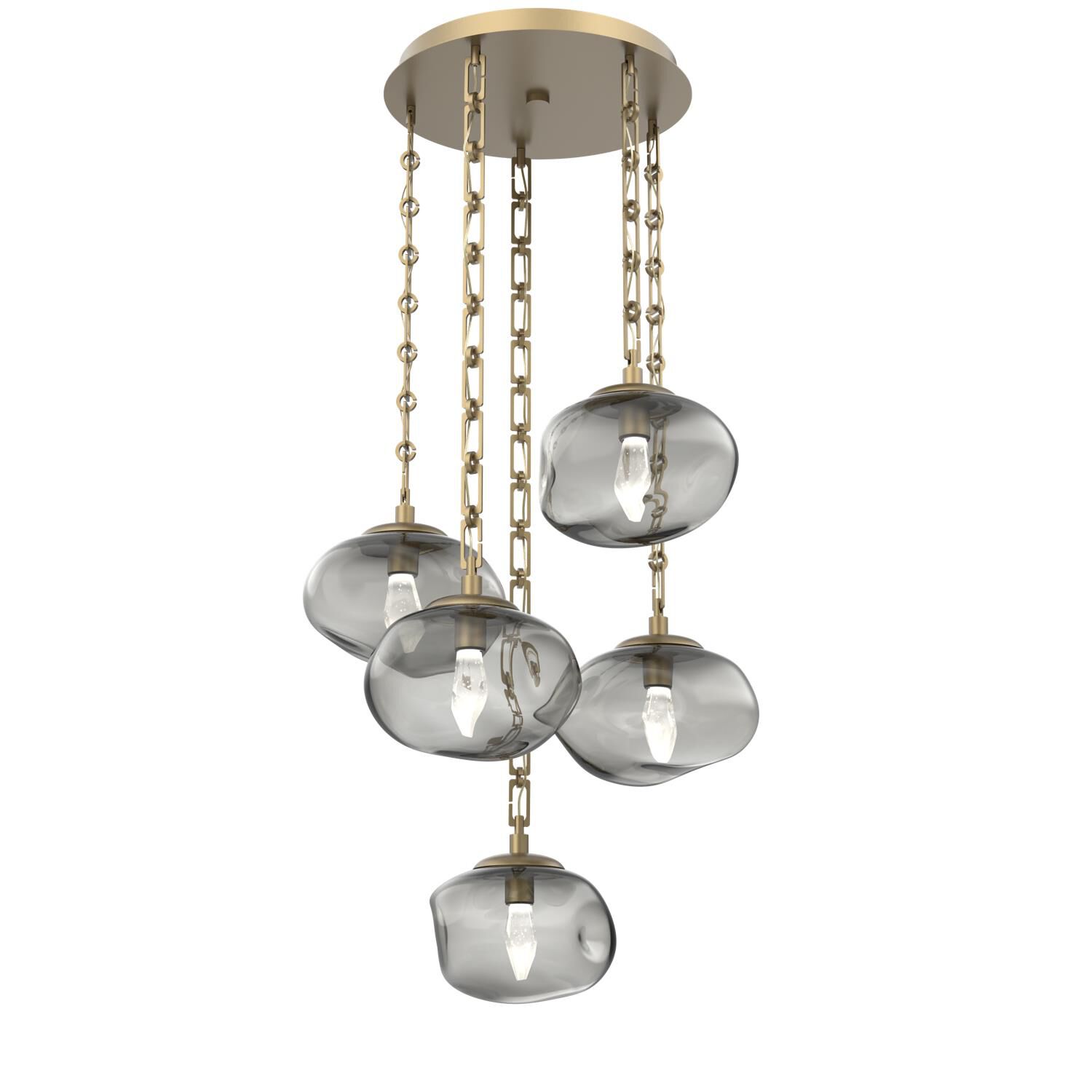Shown in Gilded Brass finish and Smoke glass