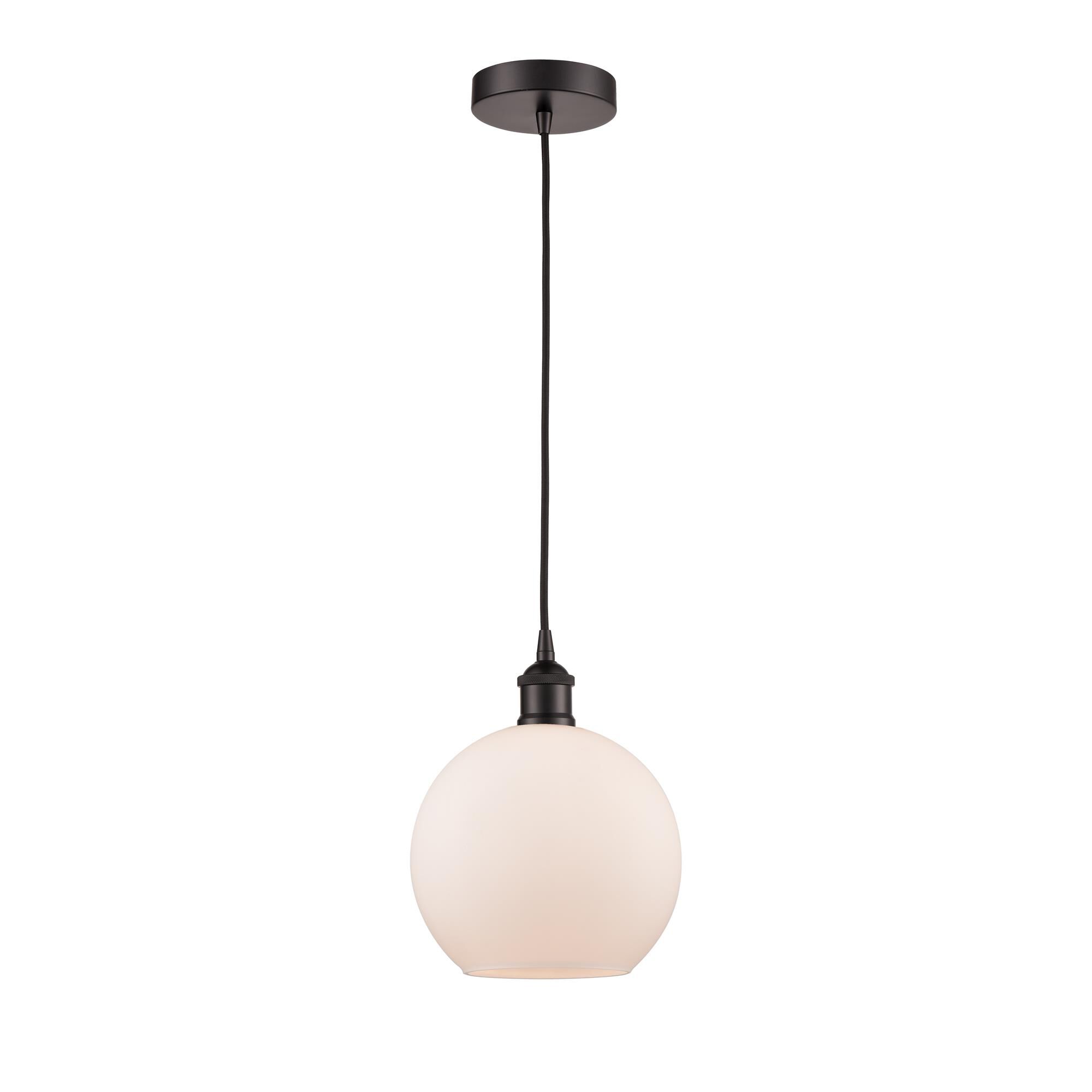 Shown in Oil Rubbed Bronze finish and Cased Matte White glass