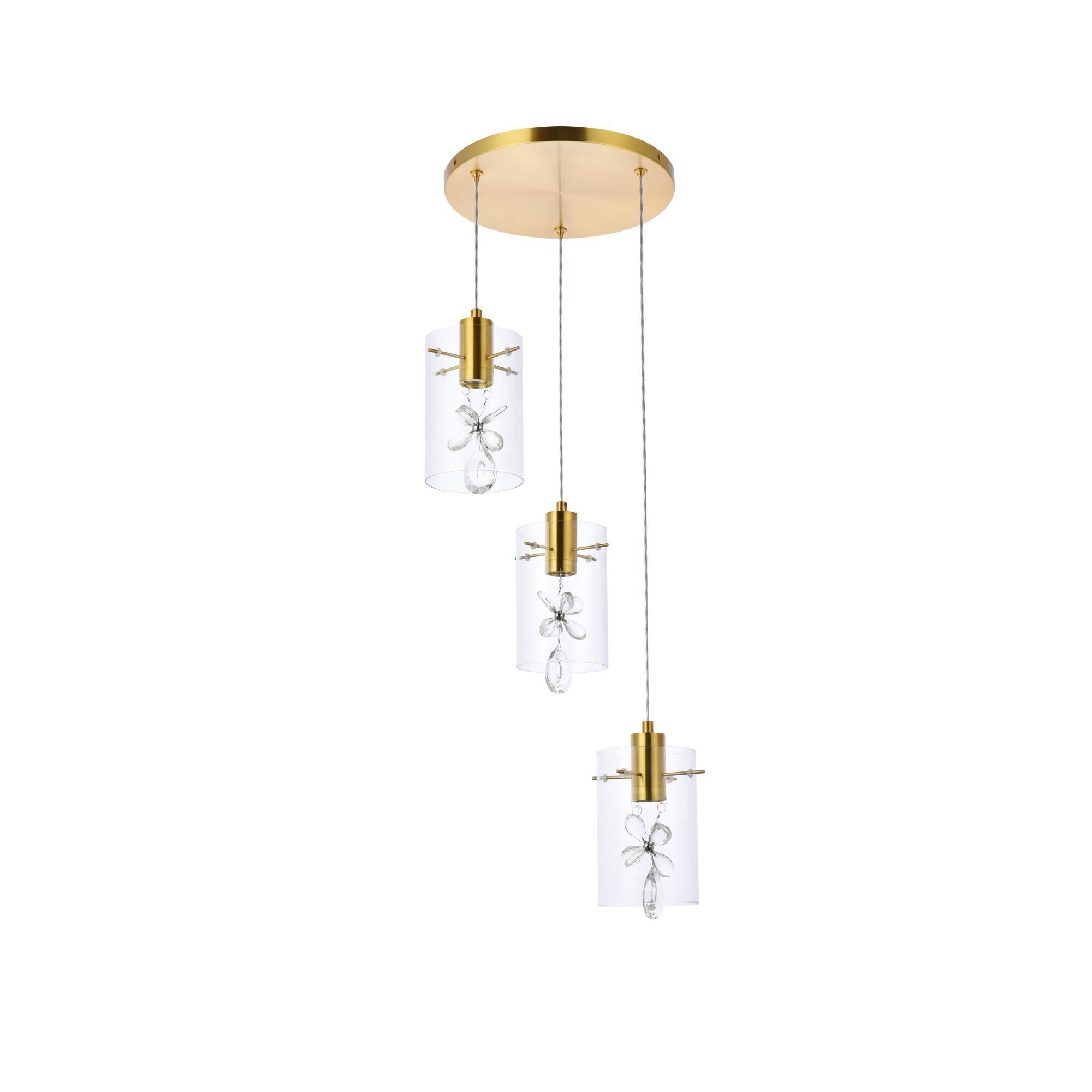 Hana 16 Inch 3 Light LED Multi Light Pendant by Elegant Lighting