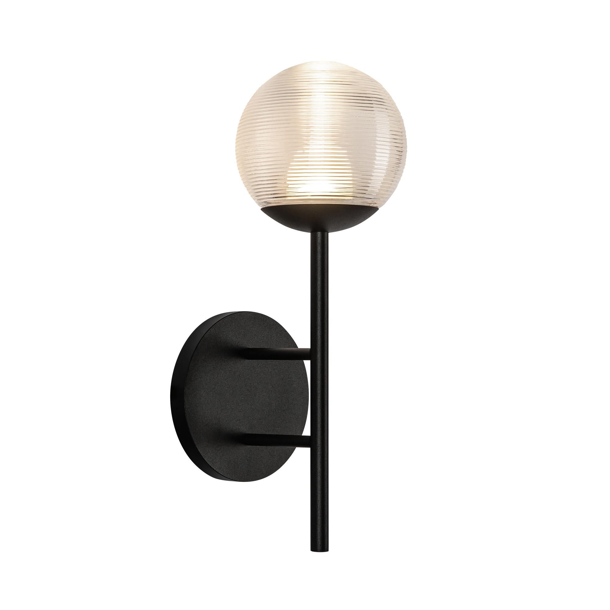Shown in Black/Clear Ribbed Glass finish and Clear Ribbed  + Frosted Pc glass and Clear Ribbed Glass shade