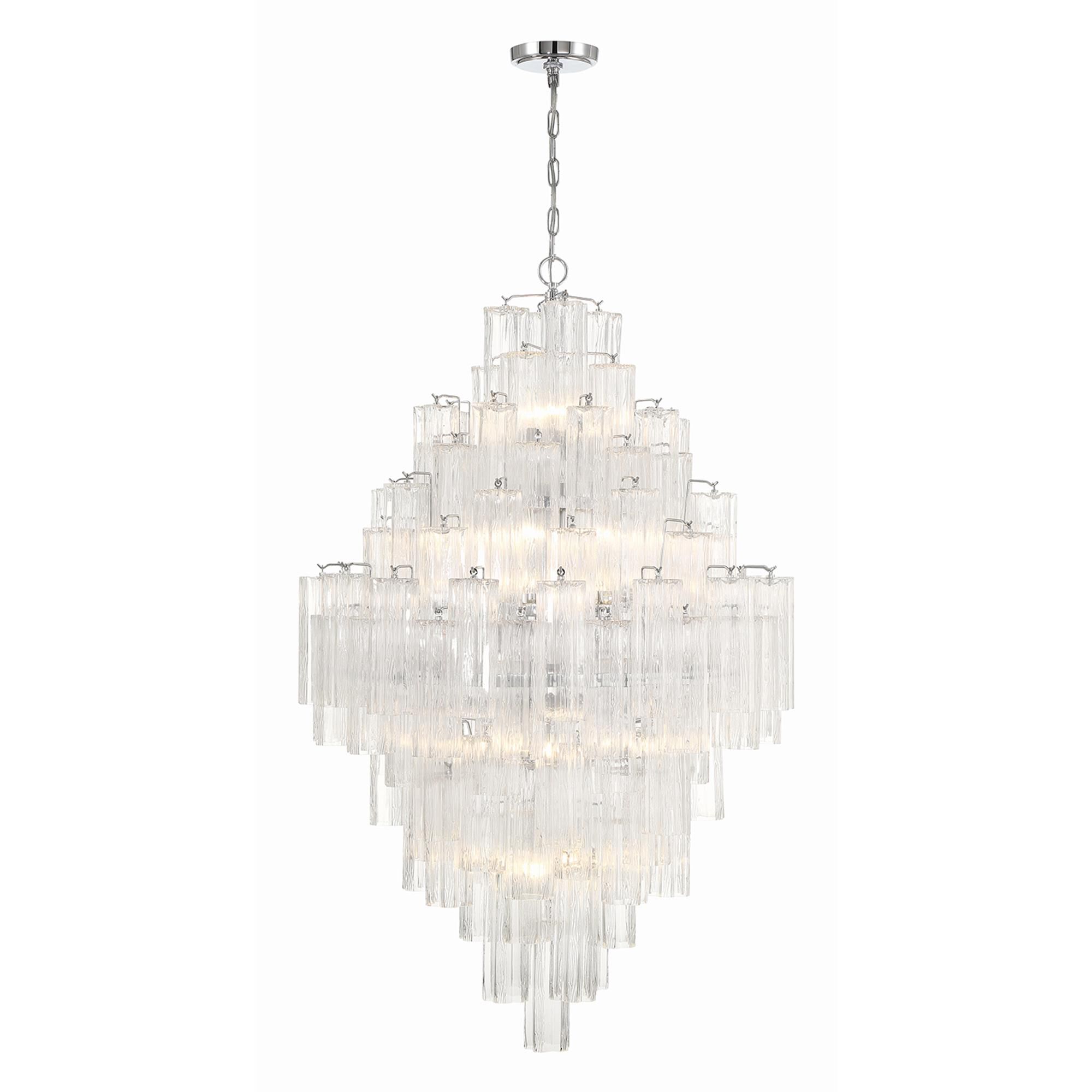 Shown in Polished Chrome finish and Tronchi Glass Clear crystal
