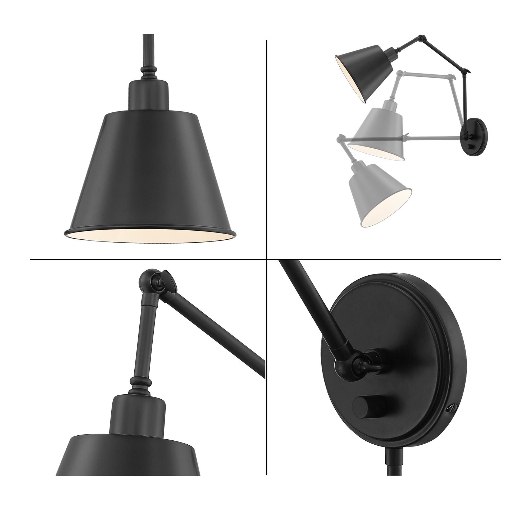 Shown in Matte Black finish and Steel glass and Matte Black shade