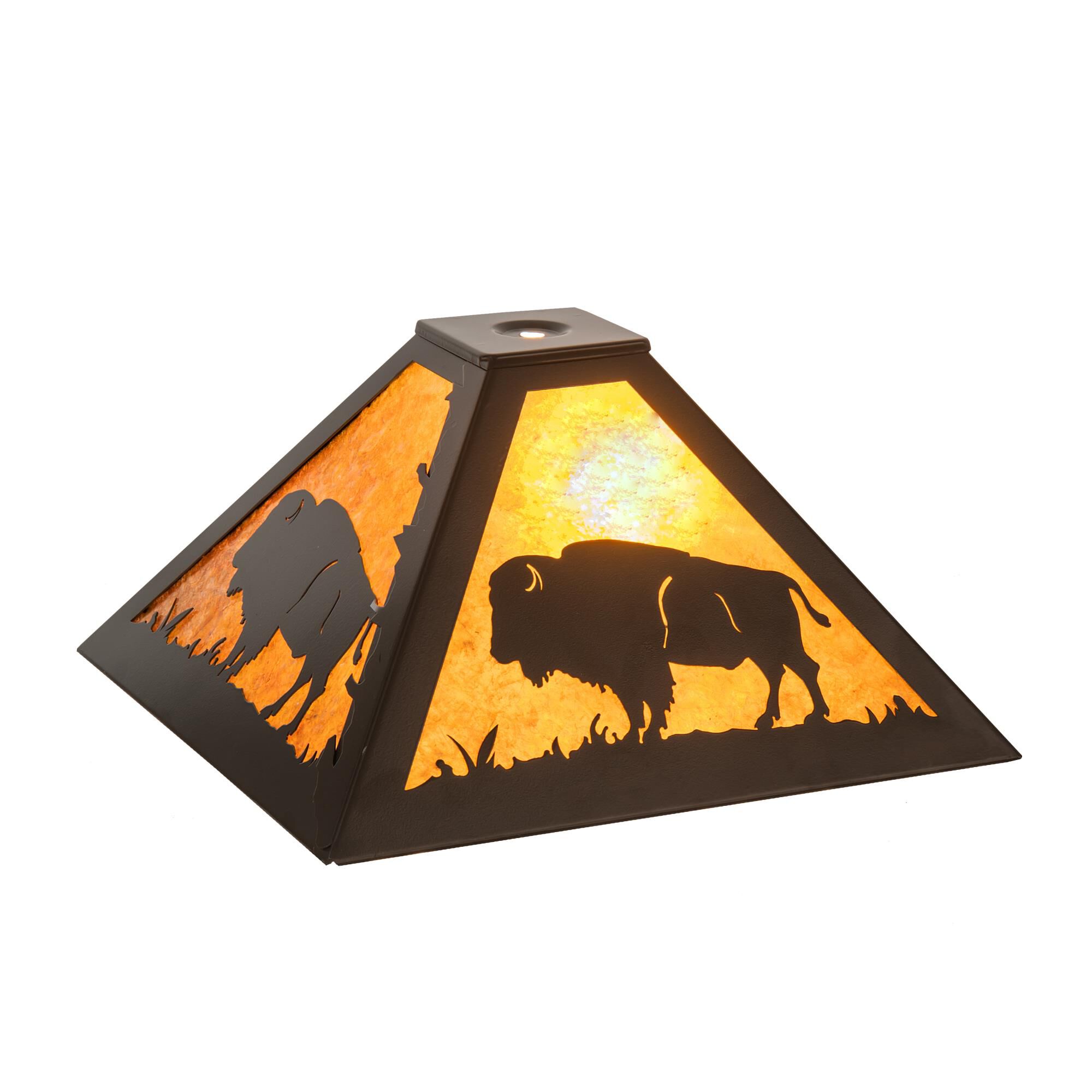 Shown in Timeless Bronze finish and Amber Mica glass