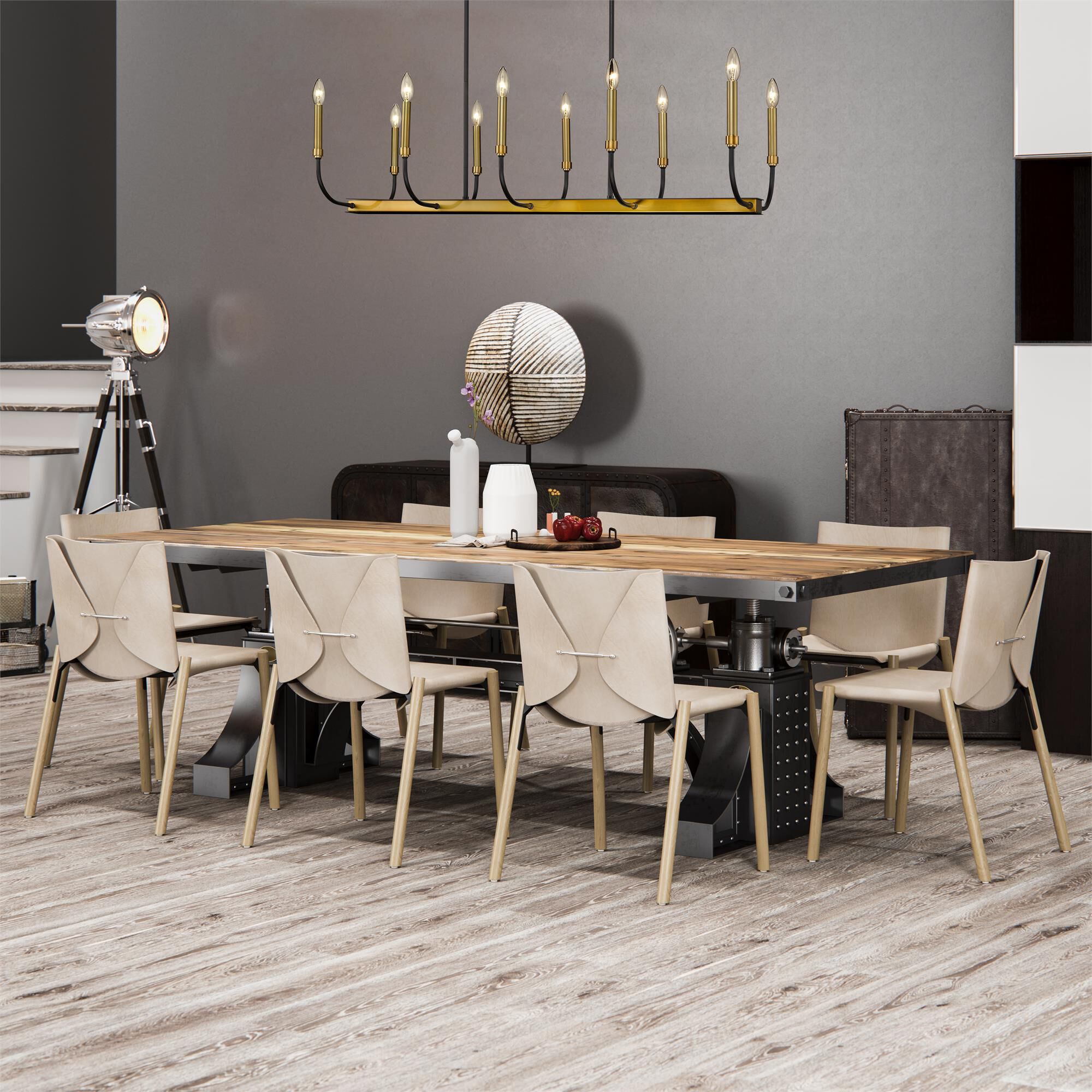 Shown in Matte Black + Olde Brass finish and --- glass and --- shade