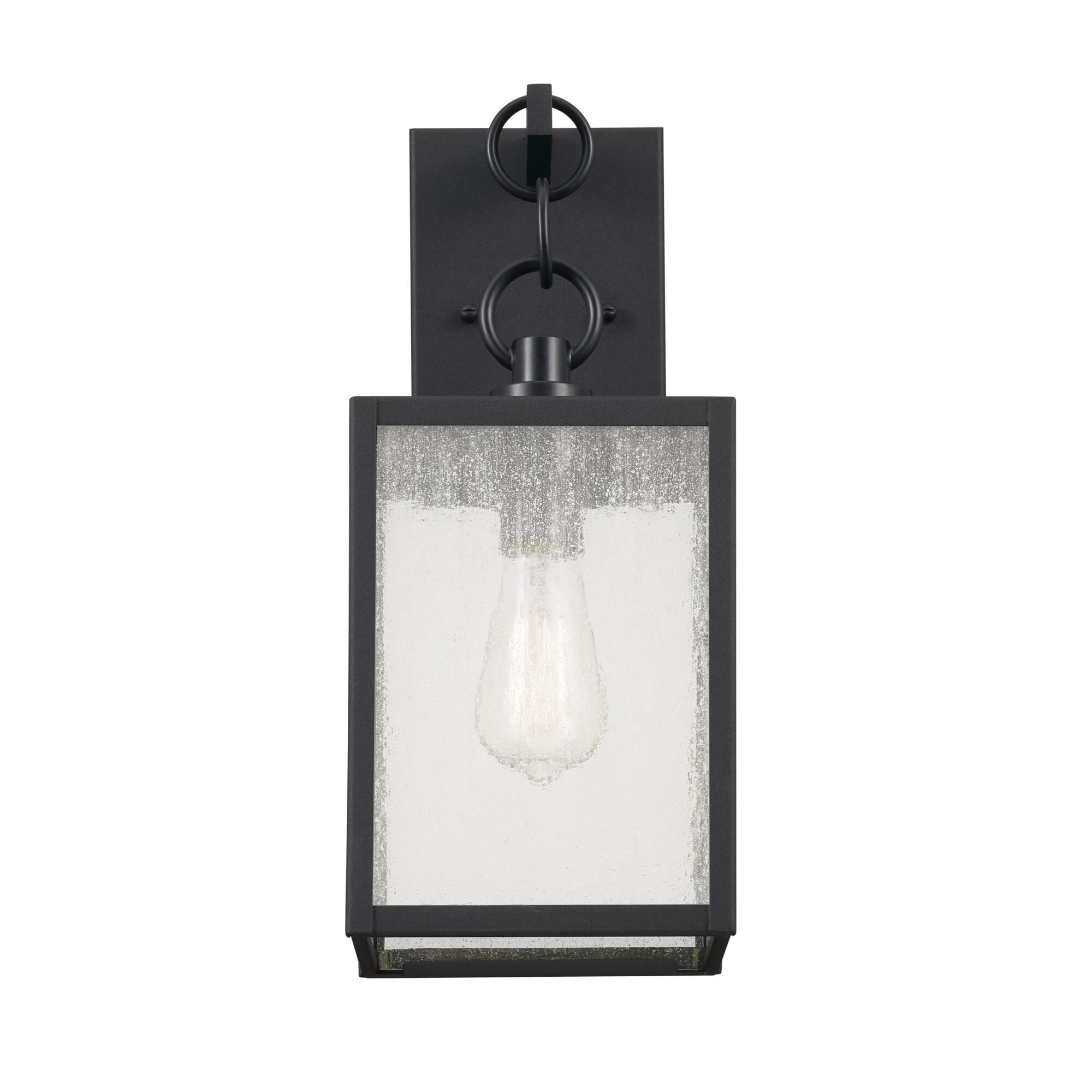 Shown in Black finish and Clear Seeded glass