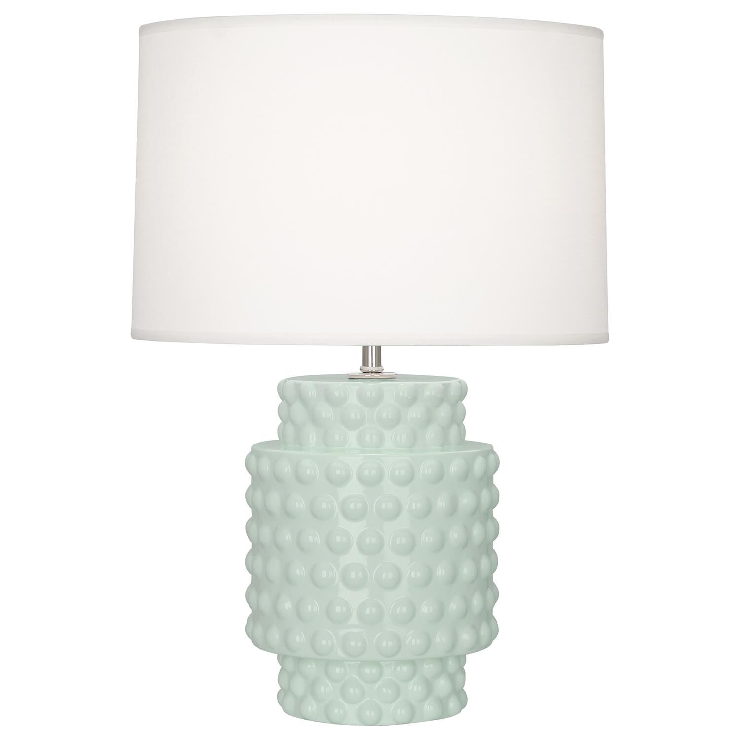 Shown in Celadon Glazed Textured Ceramic finish and Fondine Fabric shade