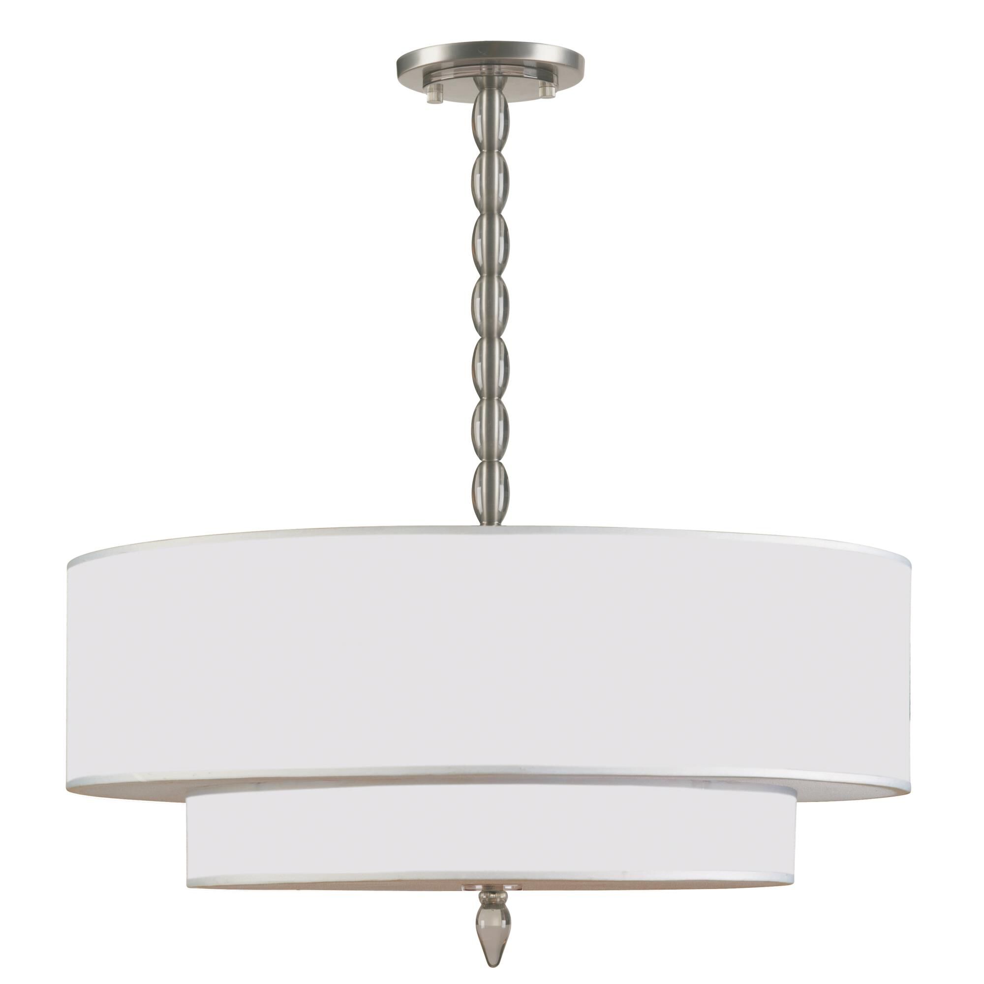 Shown in Satin Nickel finish and Organza glass and Organza shade