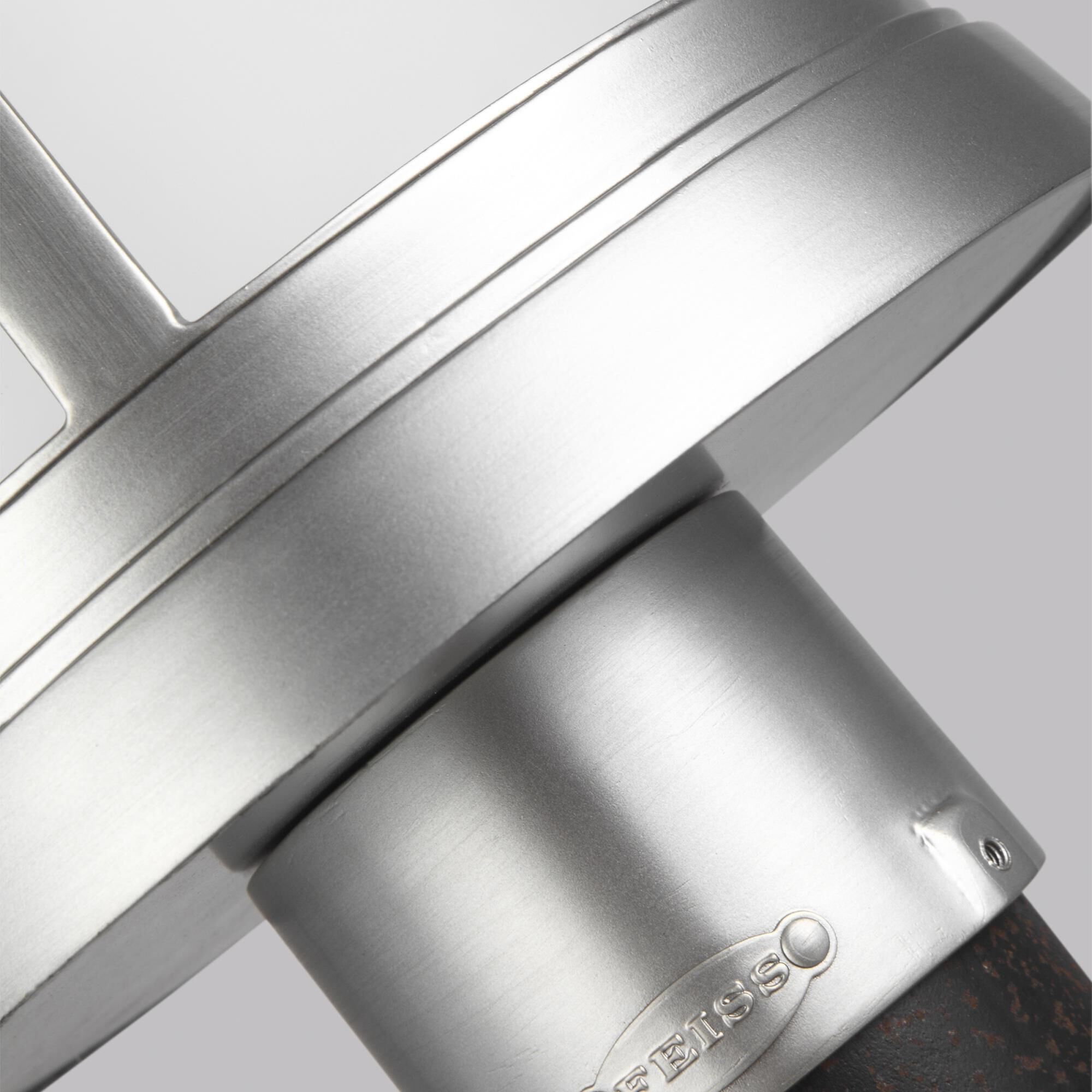 Shown in Painted Brushed Steel finish and Etched glass