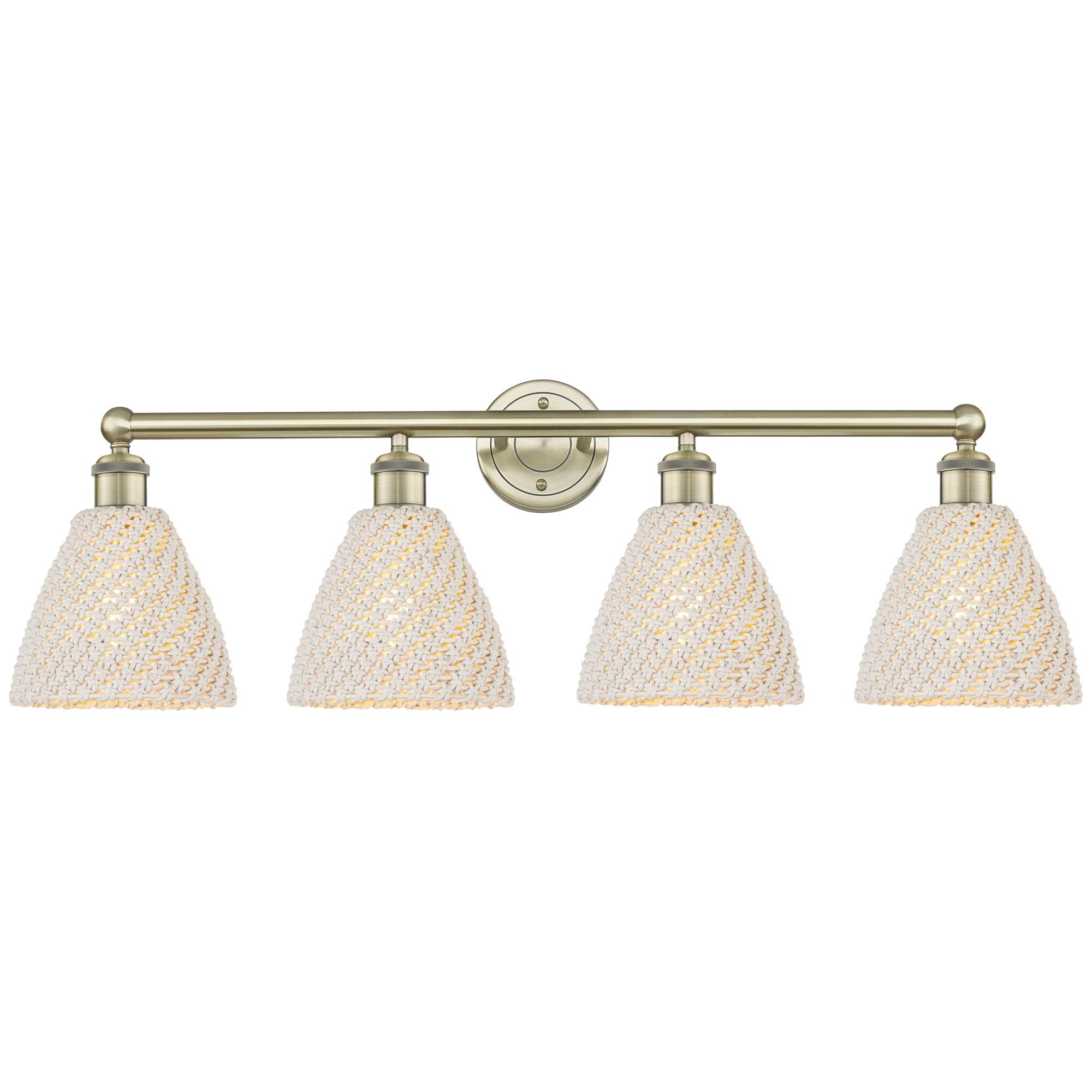 Shown in Antique Brass finish and Natural shade