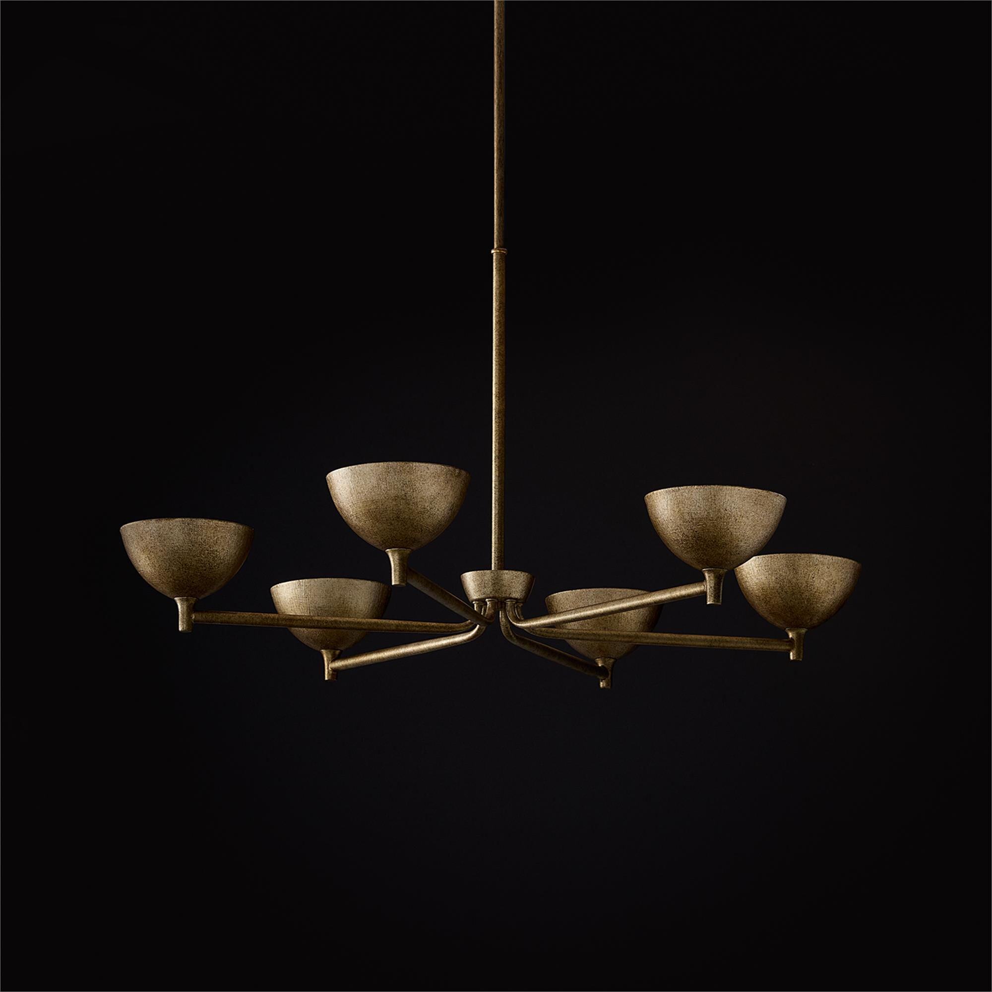 Shown in Feathered Gold finish and Textured Metal shade