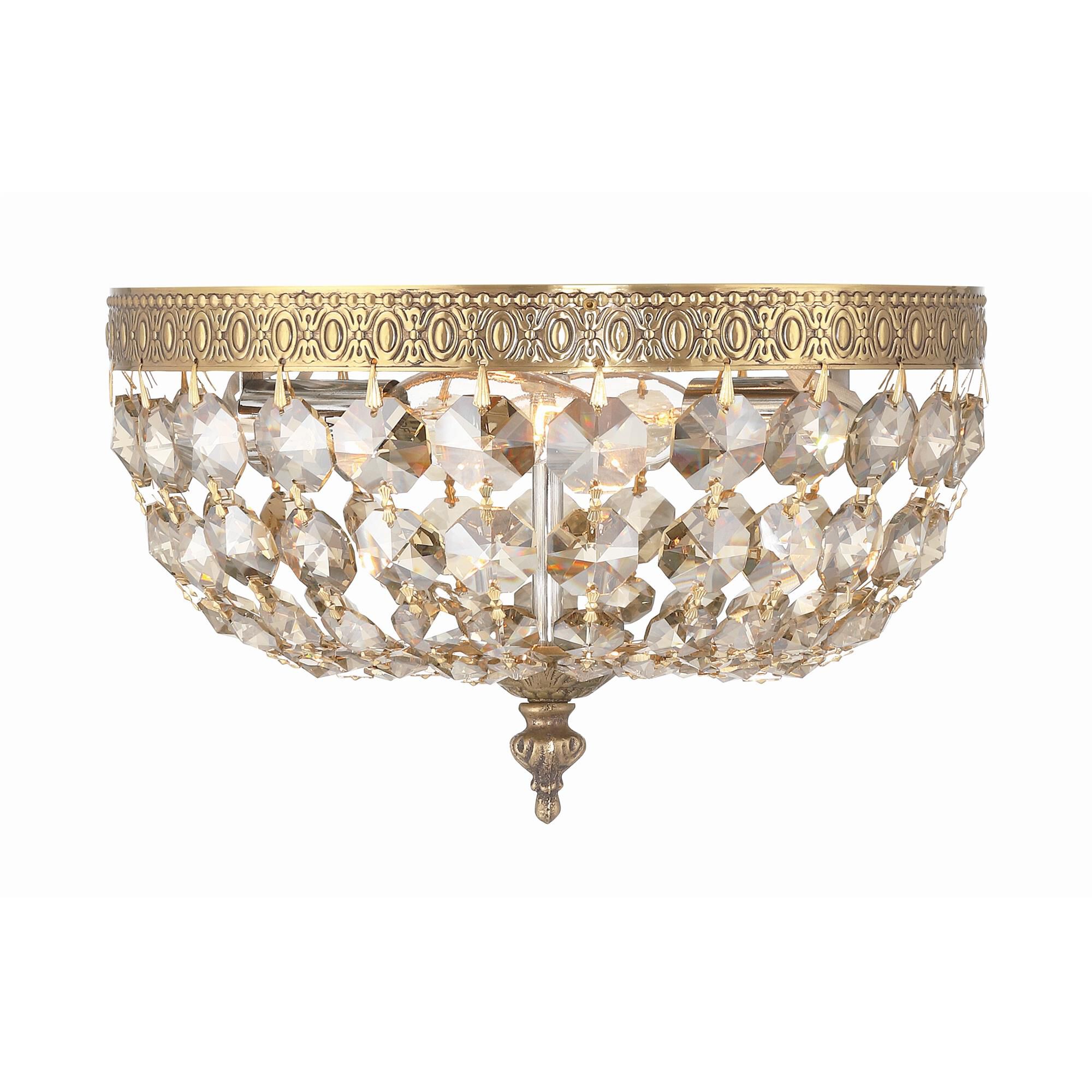 Shown in Olde Brass finish and Golden Teak Hand Cut crystal