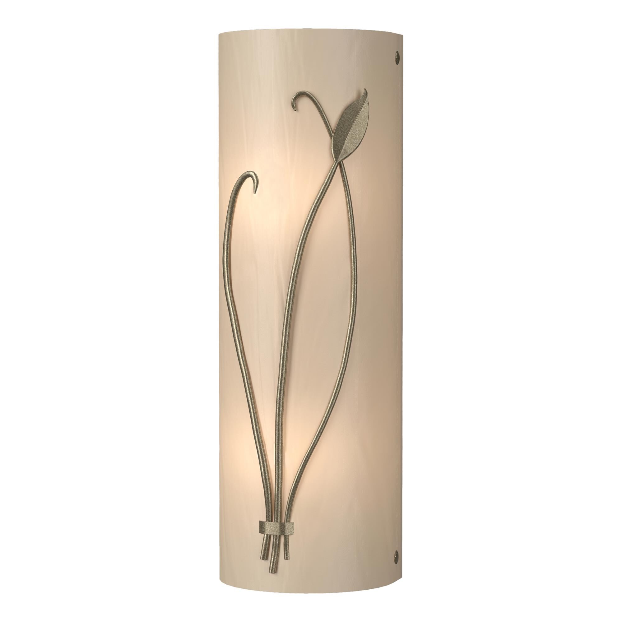 Shown in Soft Gold finish and White Art  glass and Left Orientation accent