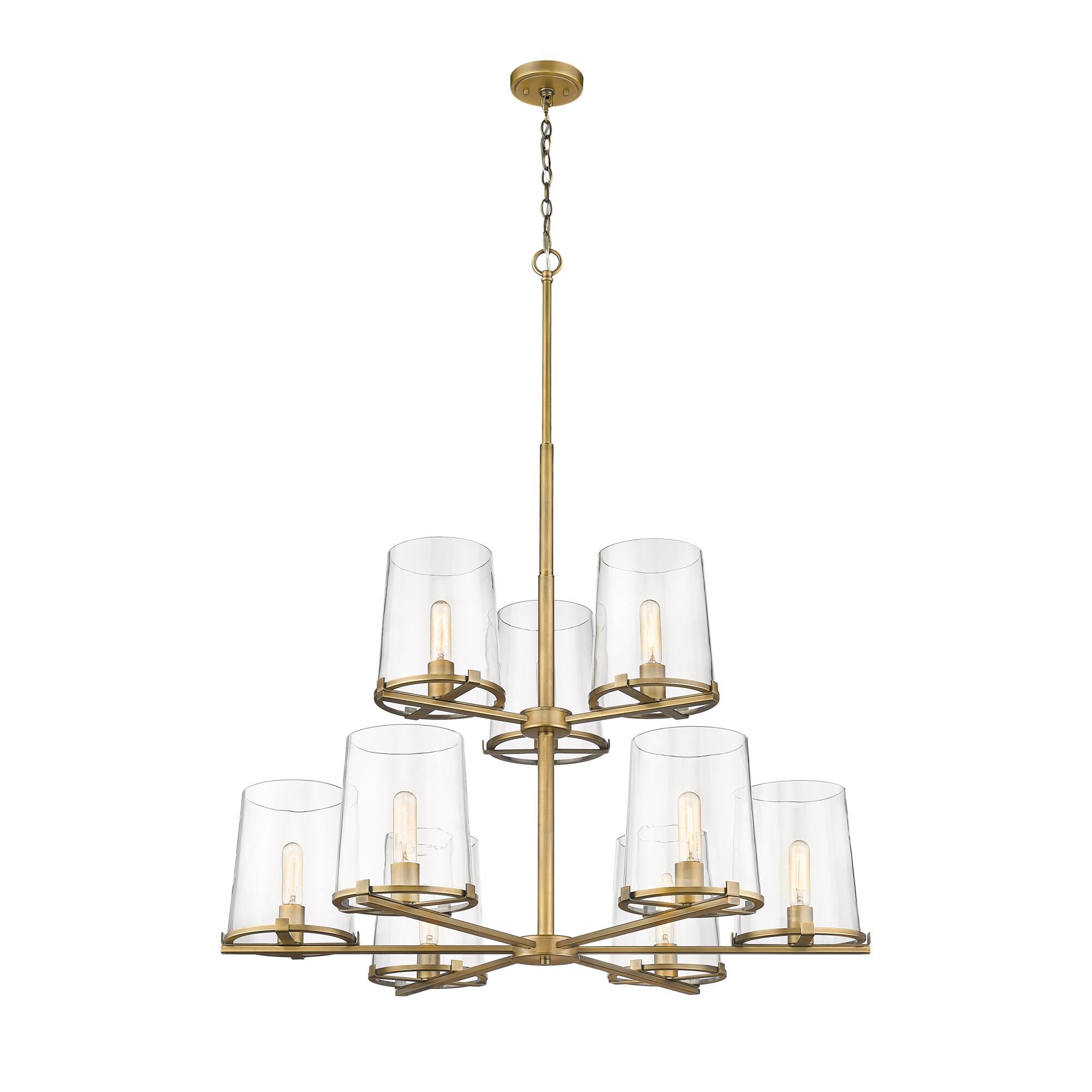 Shown in Rubbed Brass finish and Glass shade