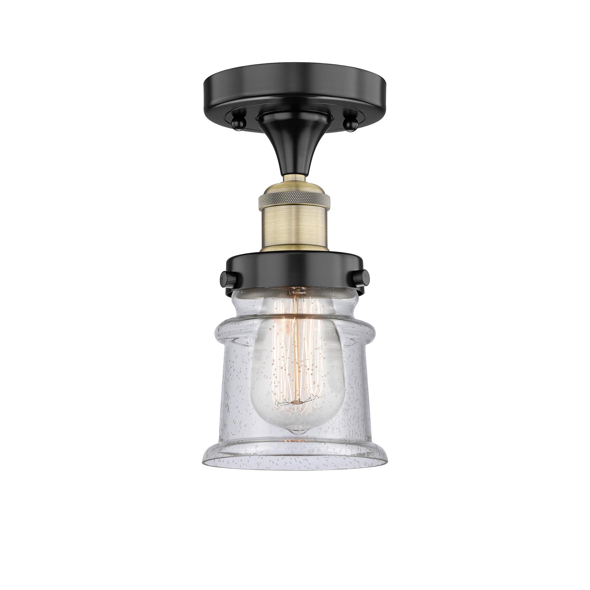 Shown in Black Antique Brass finish and Seedy glass