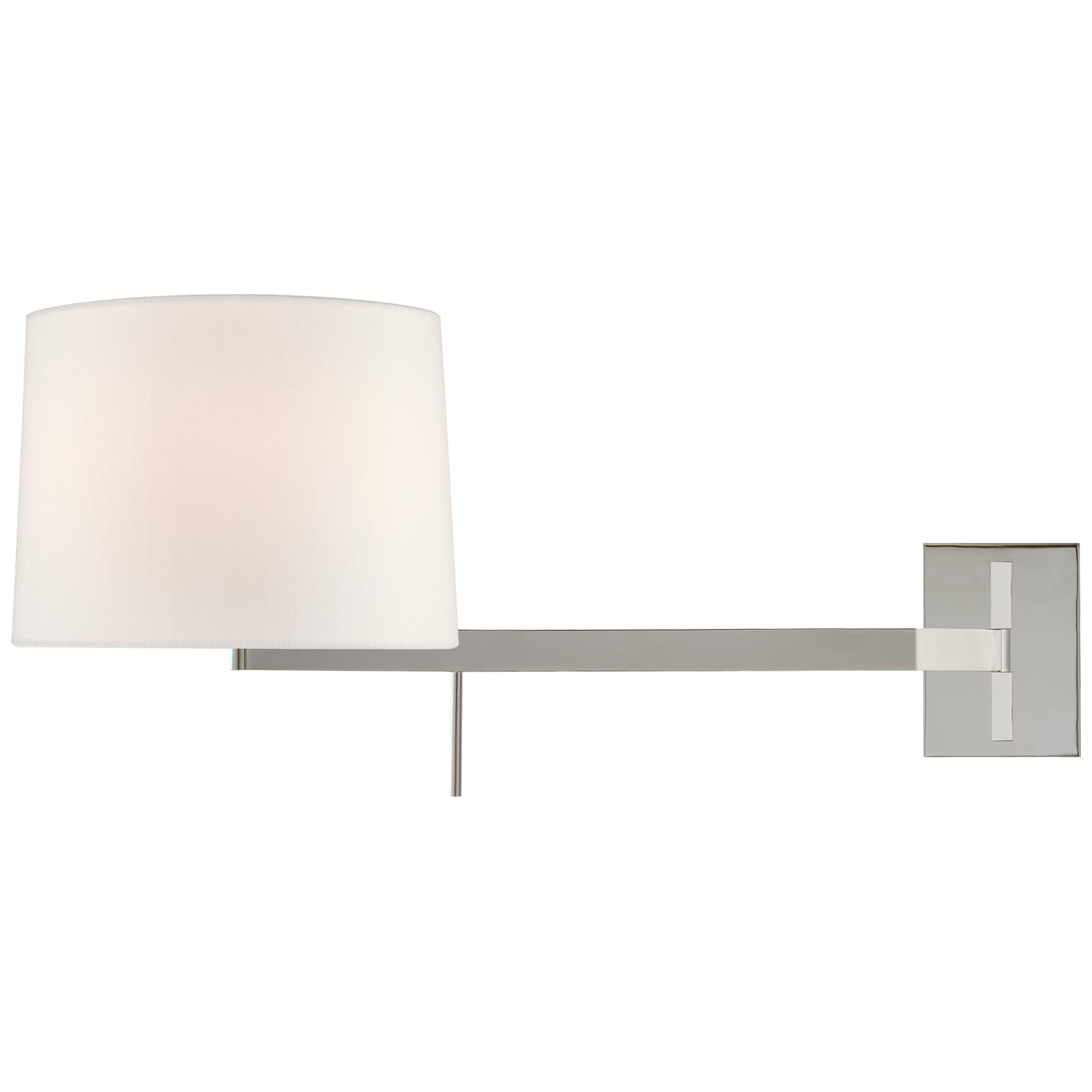 Shown in Polished Nickel finish and Linen shade