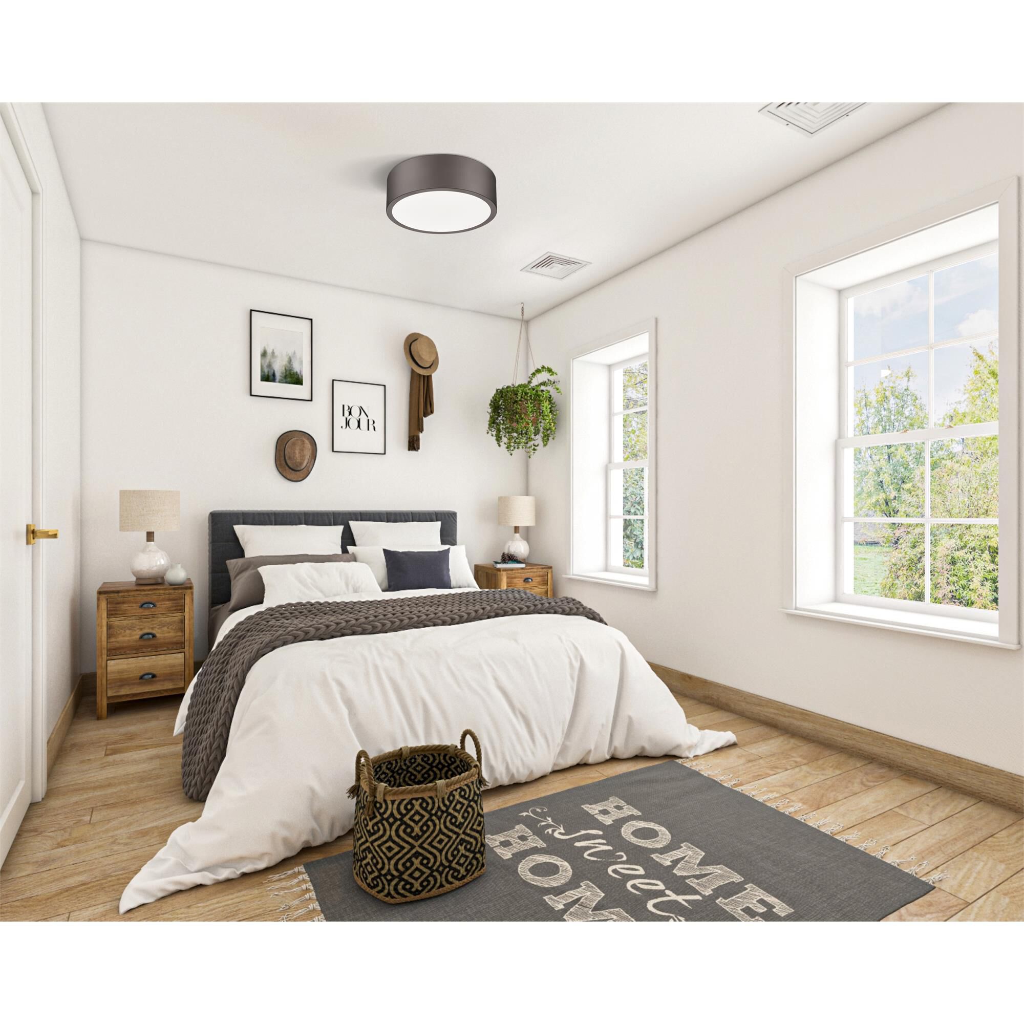 Shown in Bronze finish and Frosted glass and Frosted shade