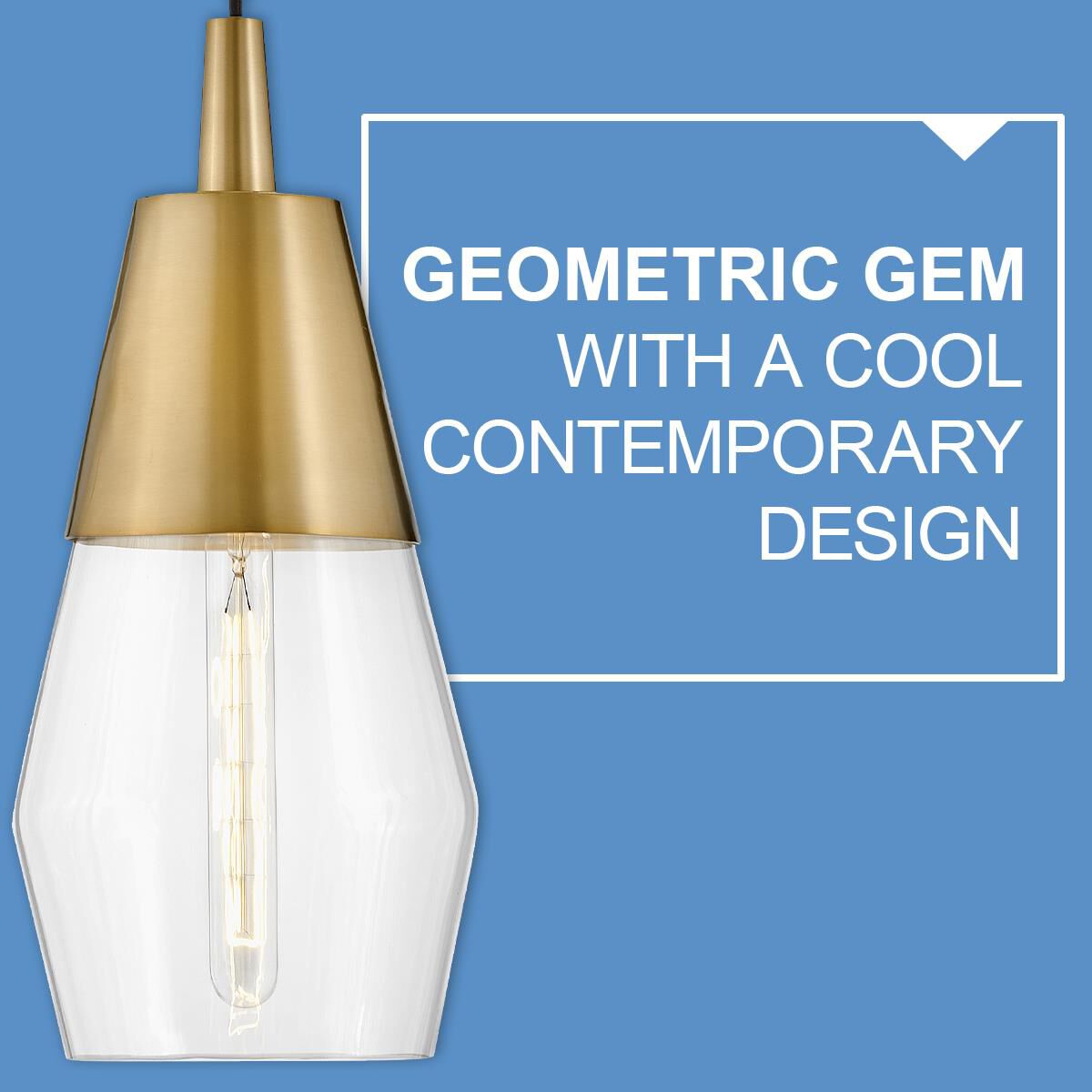 Shown in Lacquered Brass finish and Clear glass