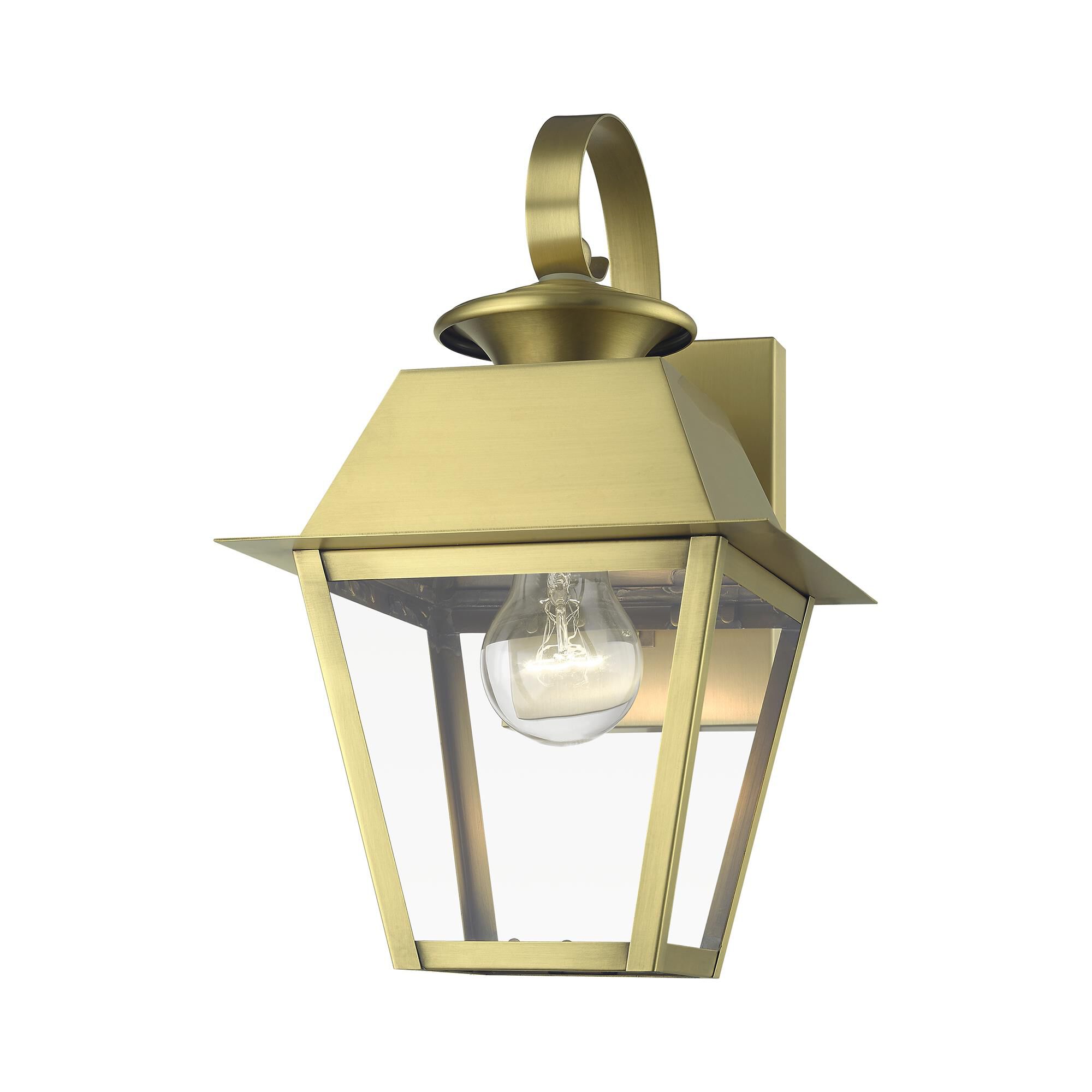 Shown in Natural Brass finish and Clear glass