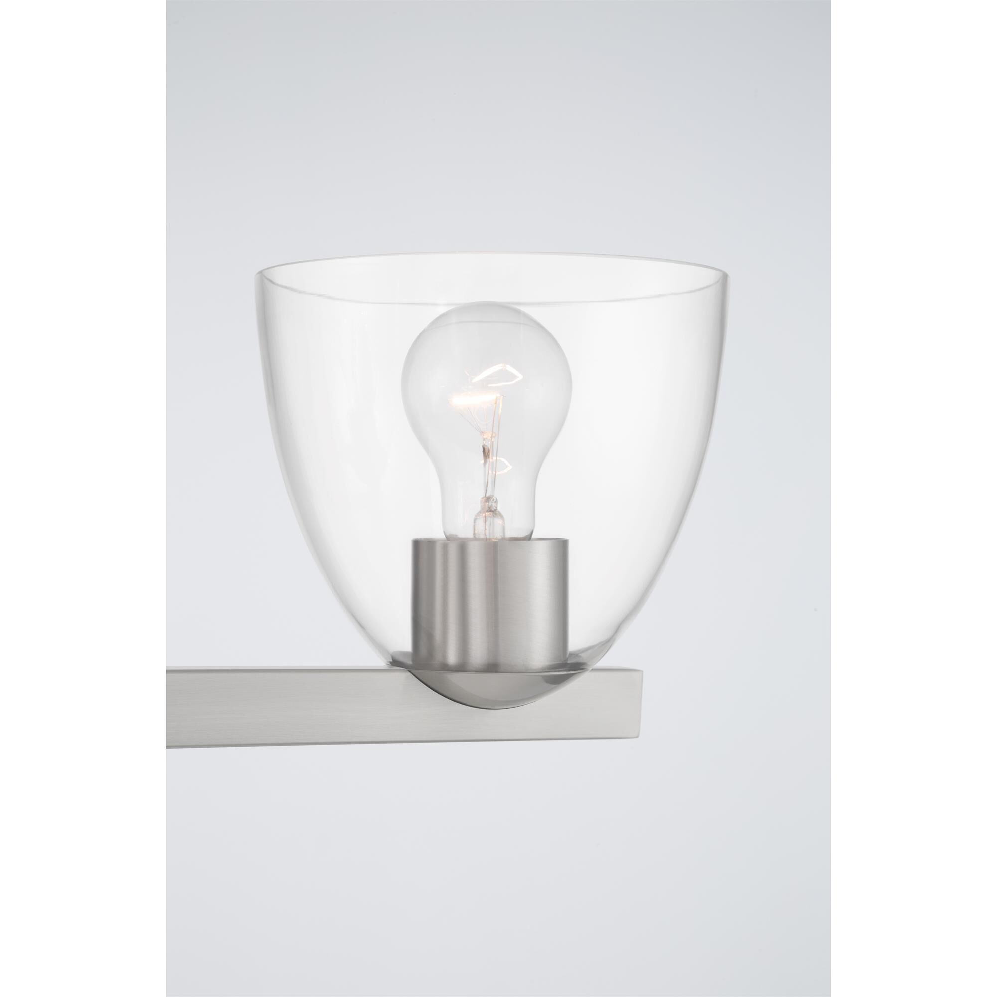 Shown in Brushed Nickel finish and Clear glass