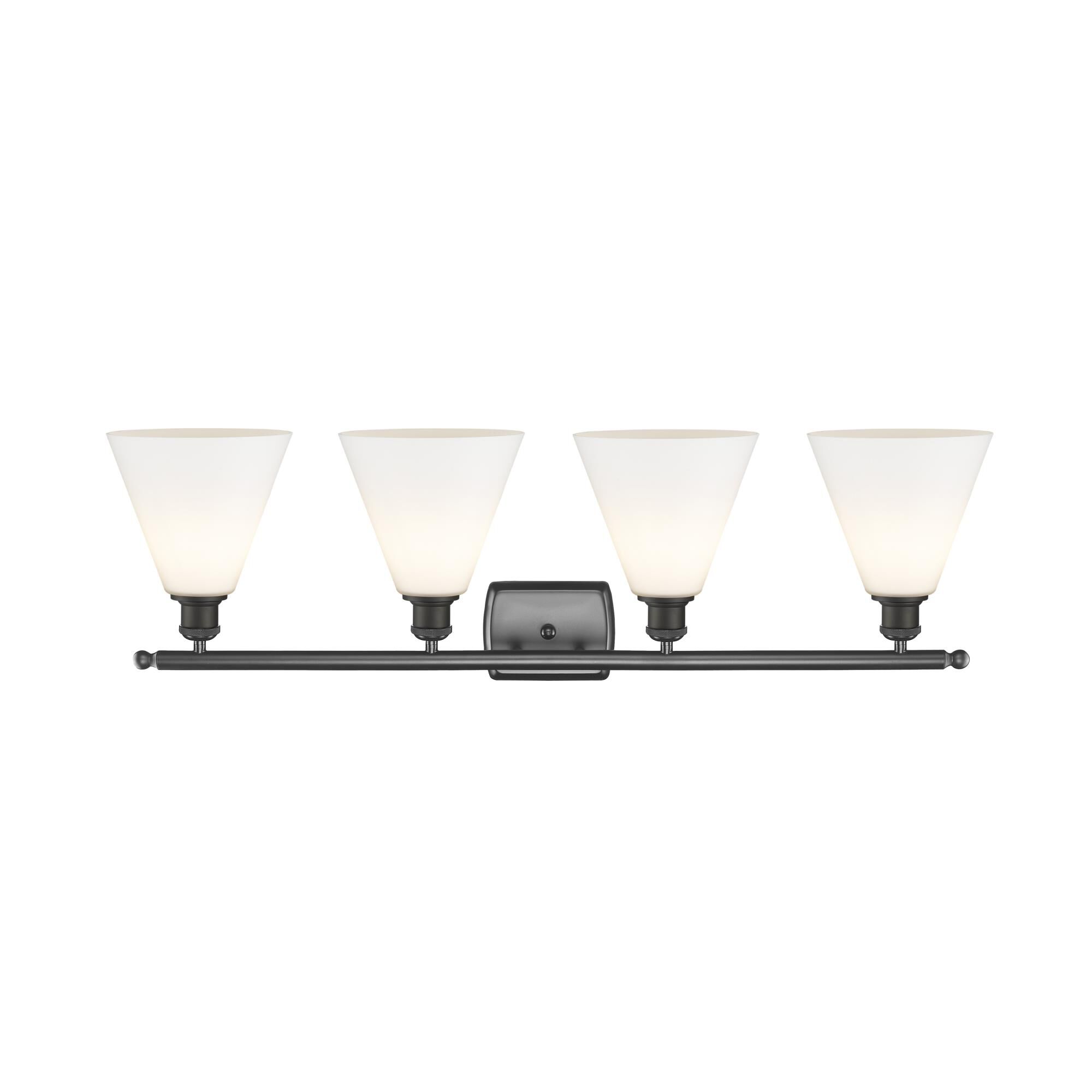 Shown in Oil Rubbed Bronze finish and Cased Matte White Ballston Cone glass and No Shade shade