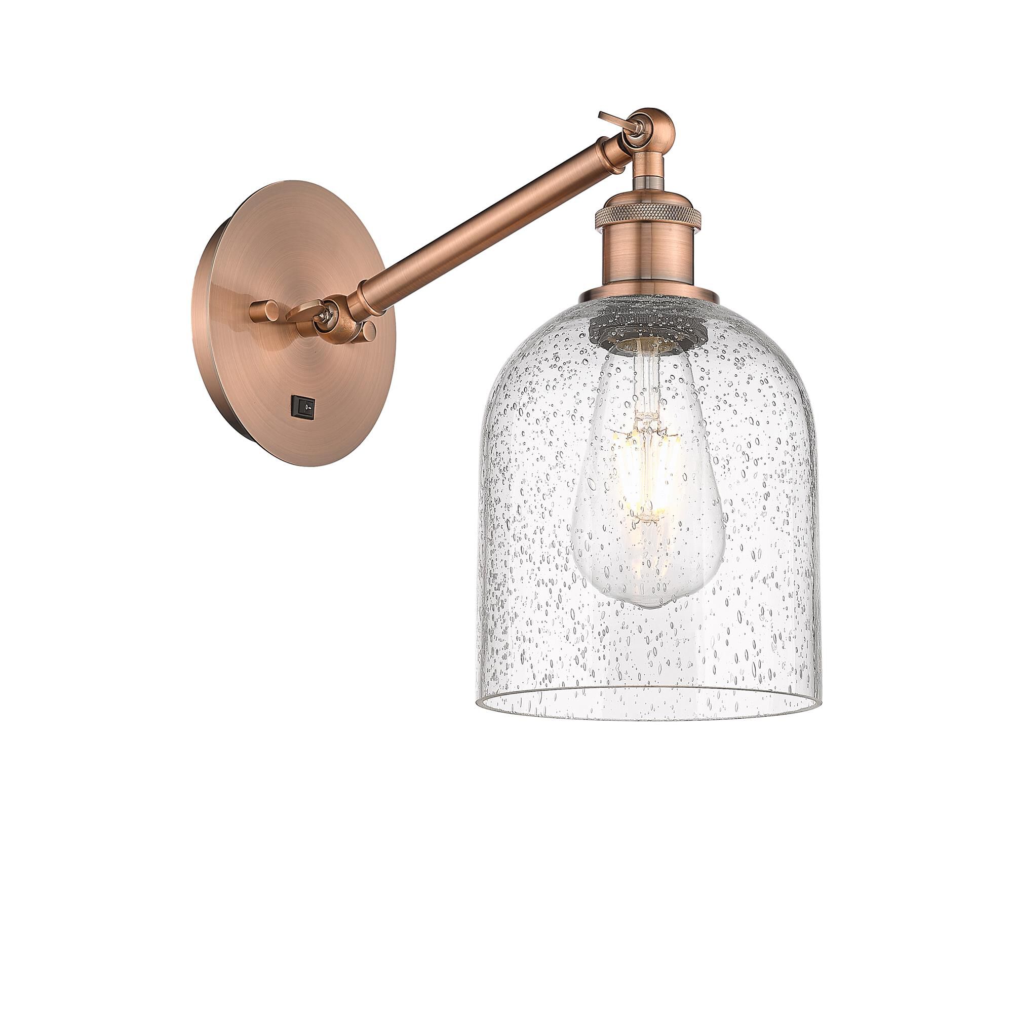 Shown in Antique Copper finish and Seedy glass