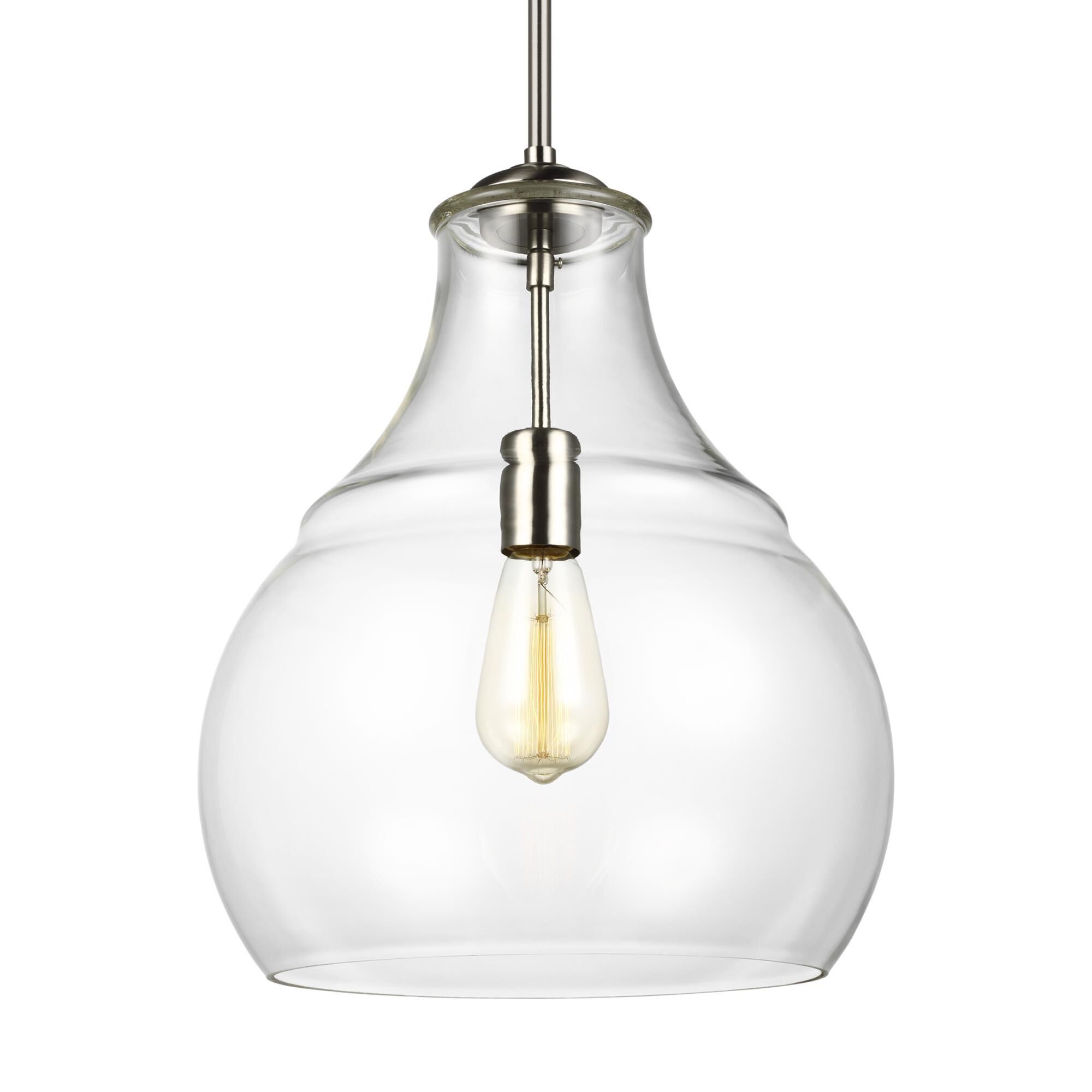 Shown in Satin Nickel finish and Clear glass