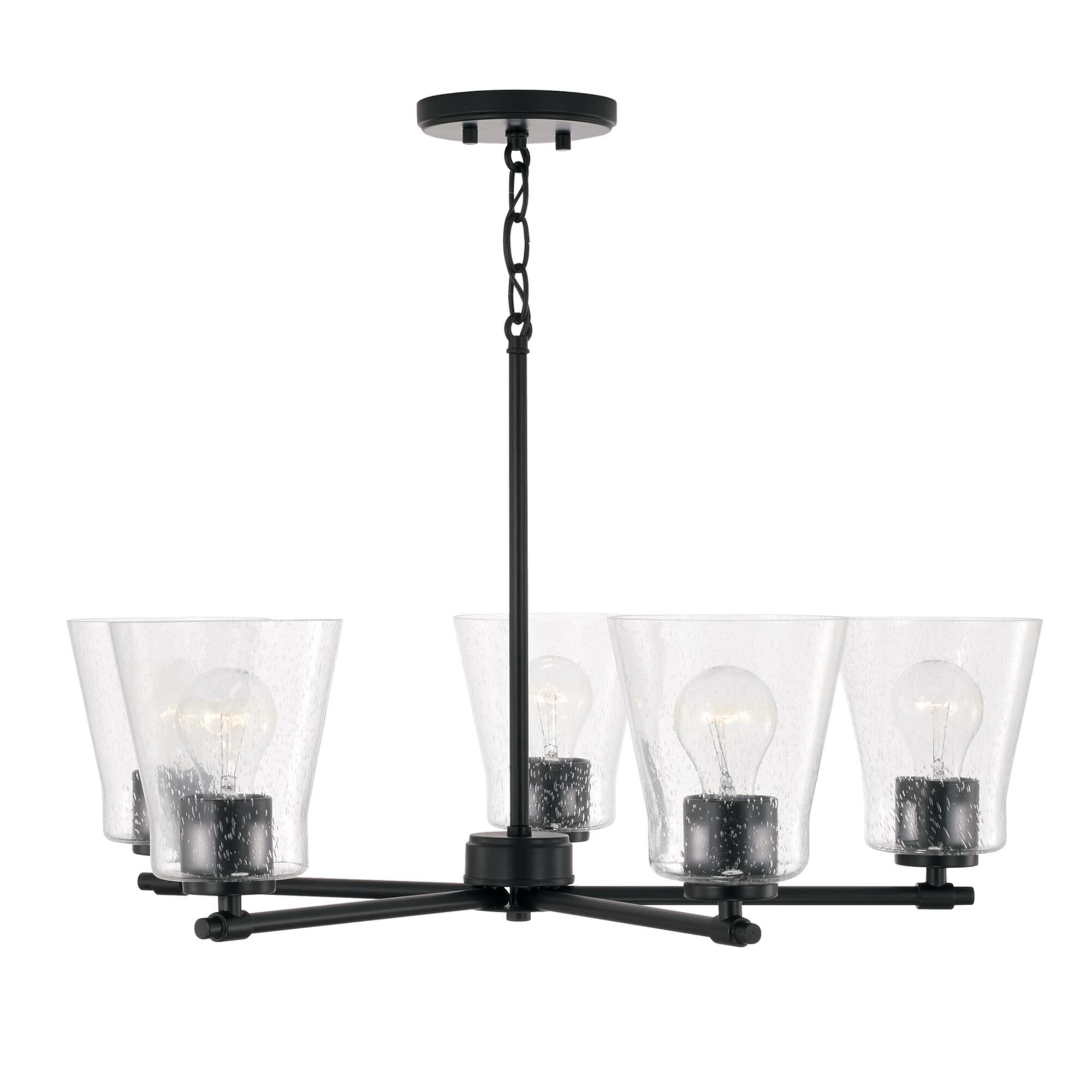 Shown in Matte Black finish and Clear Seeded glass