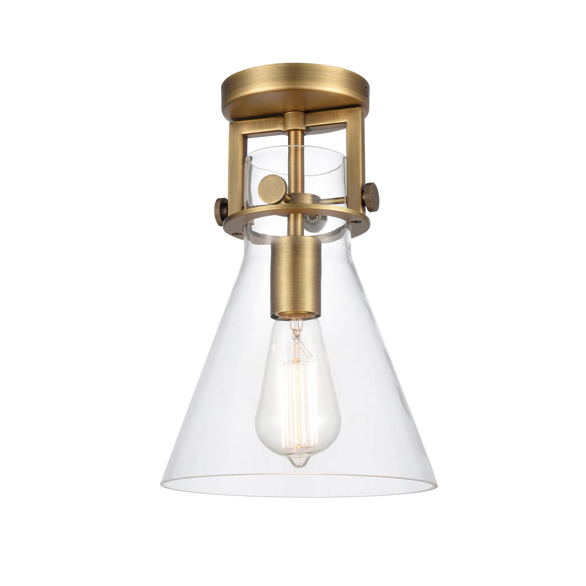 Shown in Brushed Brass finish and Clear glass