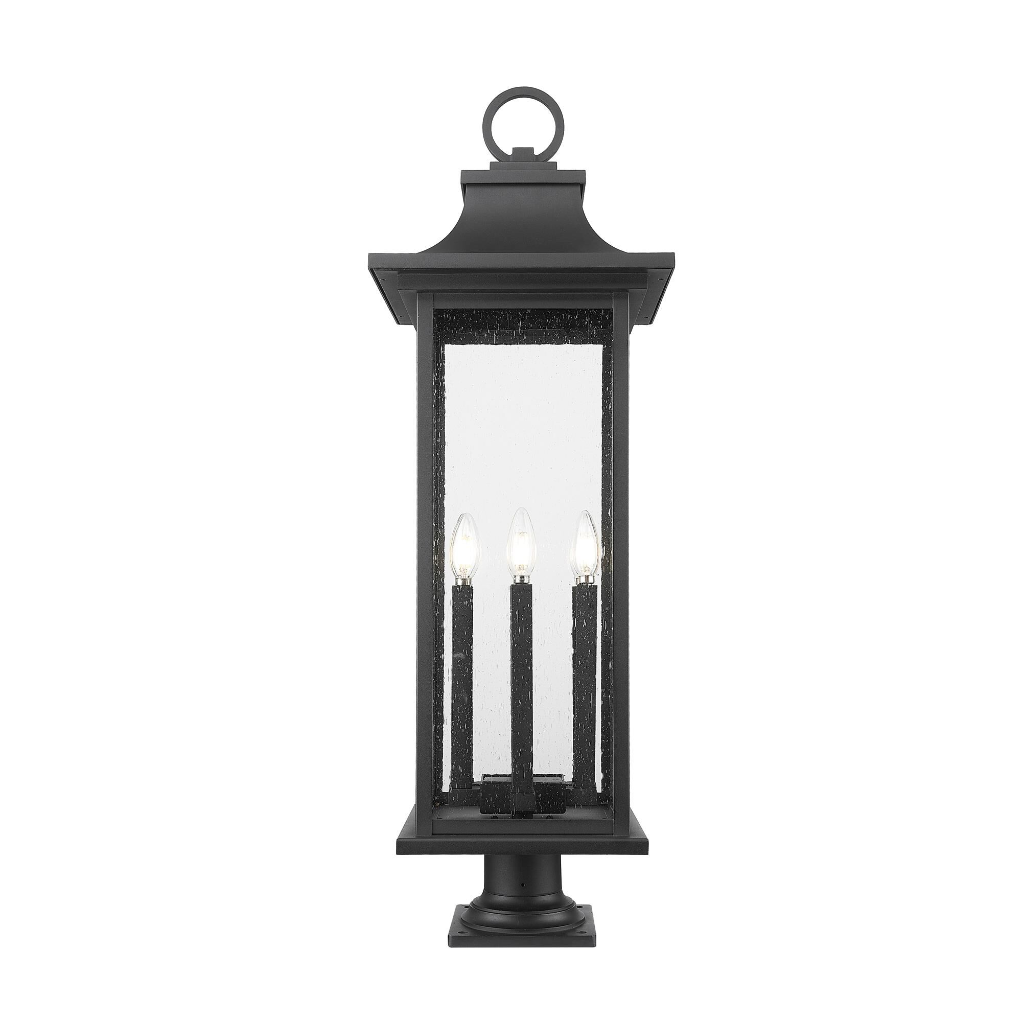 Shown in Black finish and Clear Seedy glass and Clear Seedy shade