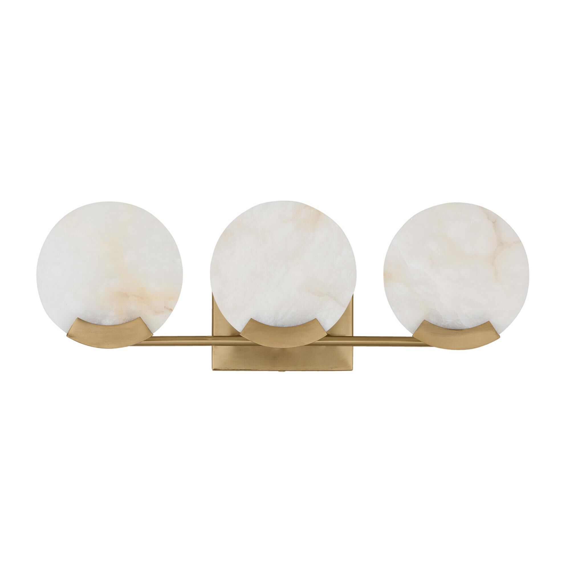 Shown in Aged Brass finish and Natural Alabaster Stone glass