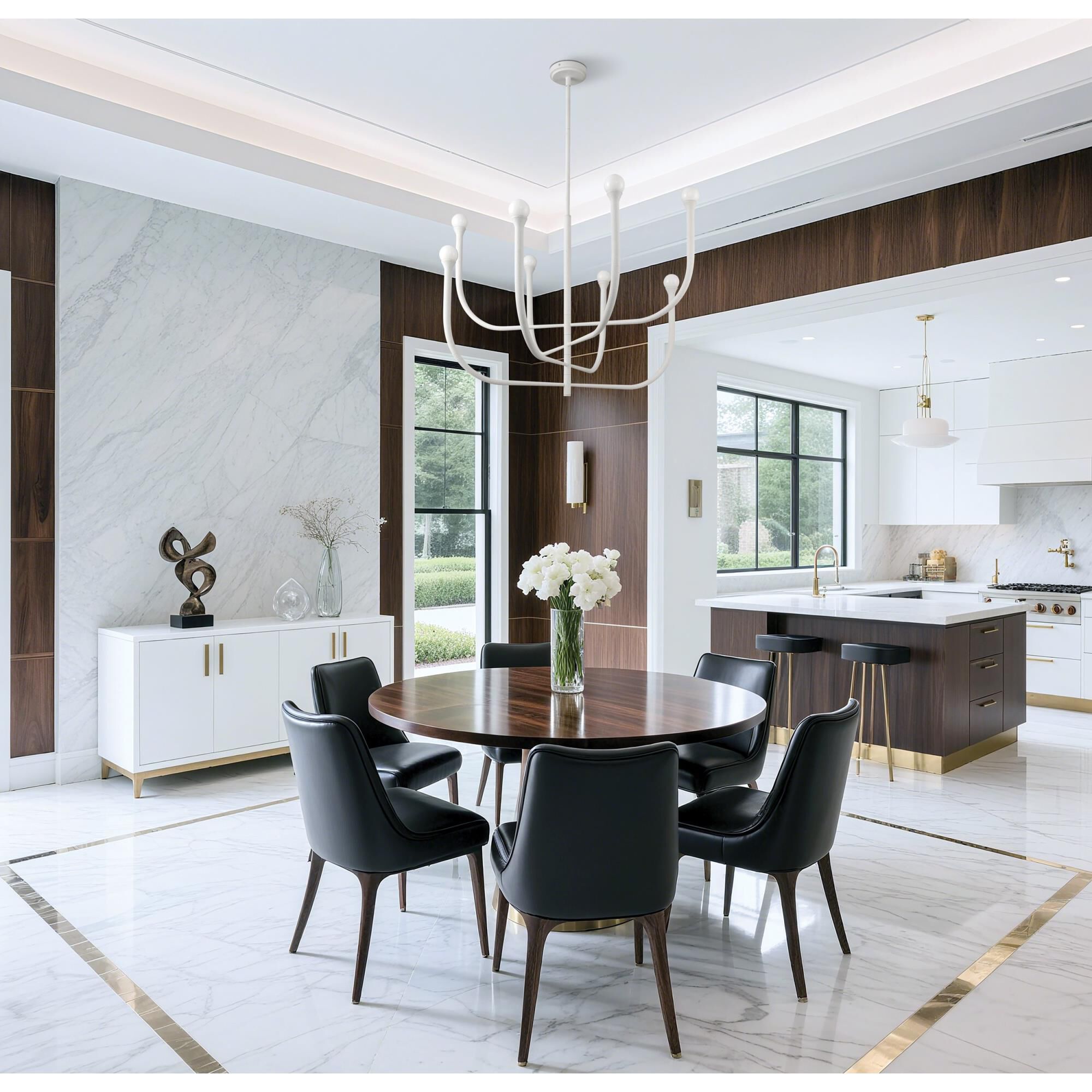 Shown in Plaster White finish and Opal glass