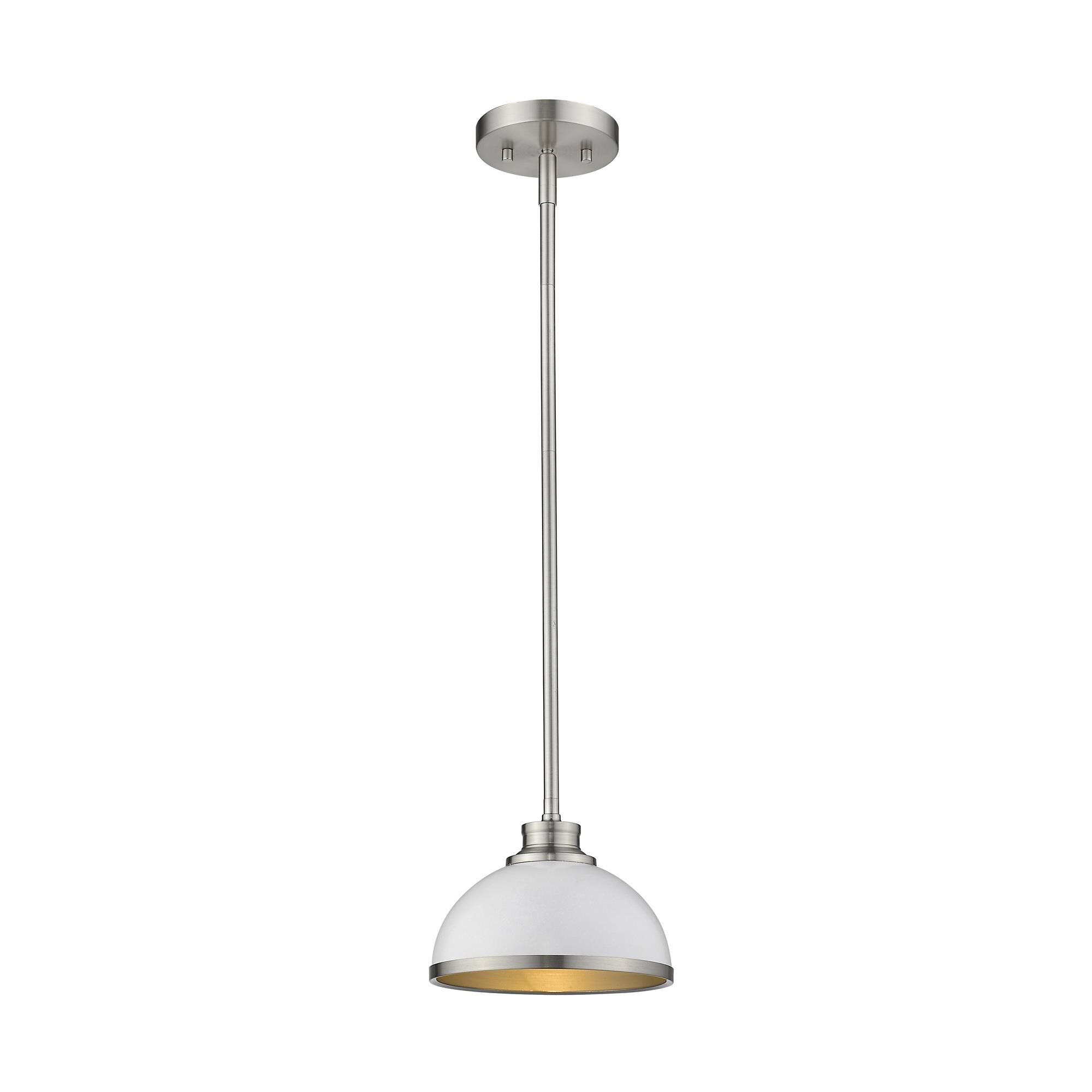 Shown in Brushed Nickel finish and Steel glass and Steel shade