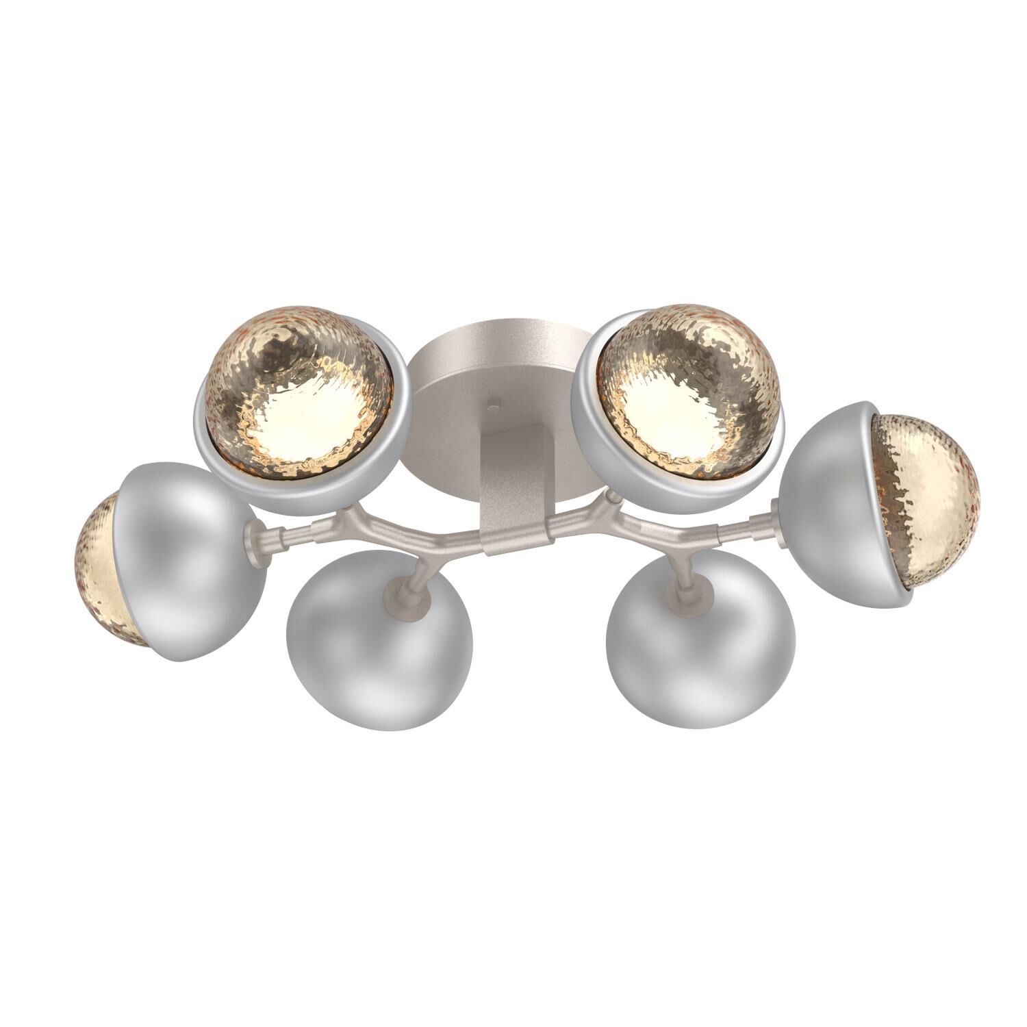 Shown in Beige Silver finish and Amber glass and Classic Silver accent