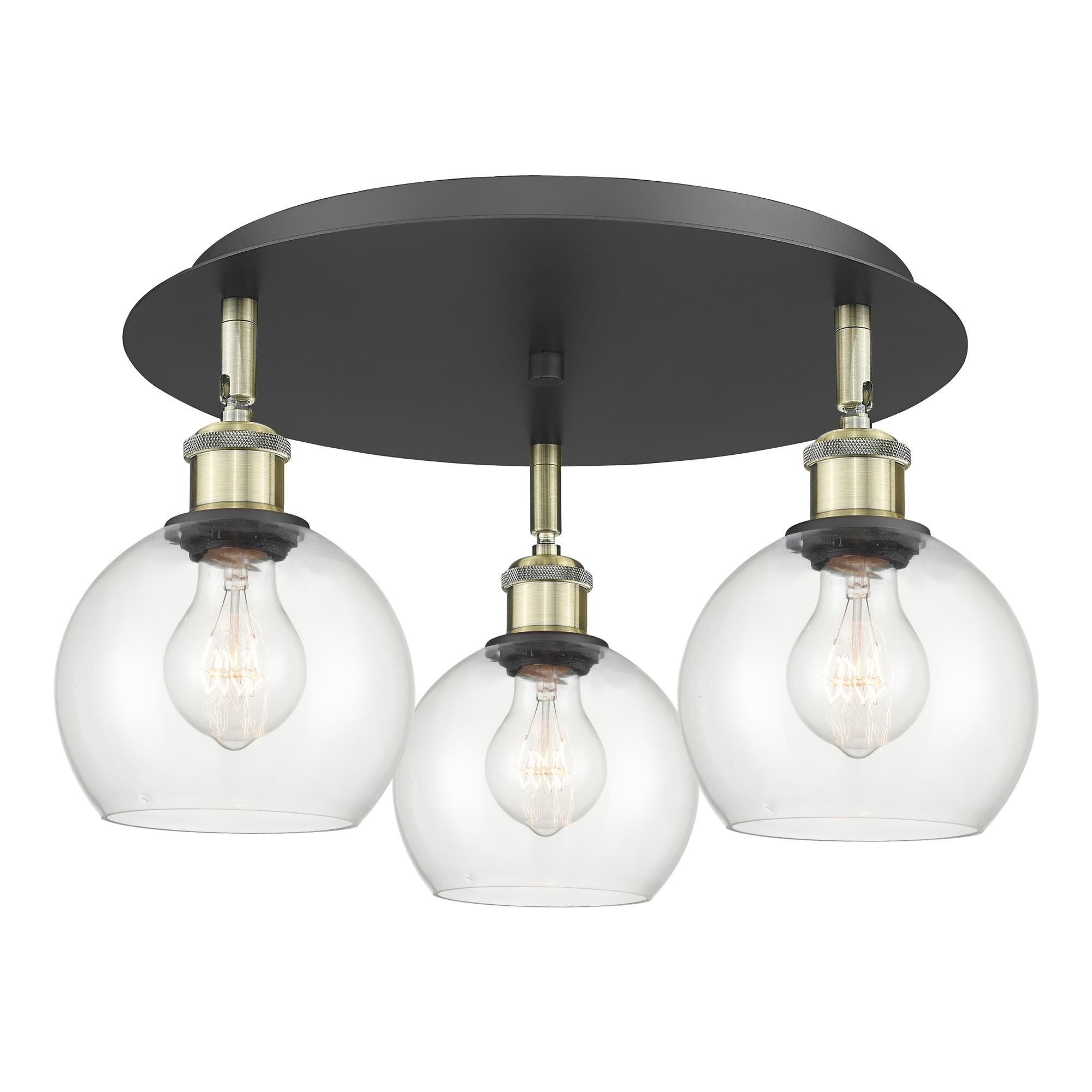 Shown in Black Antique Brass finish and Clear glass