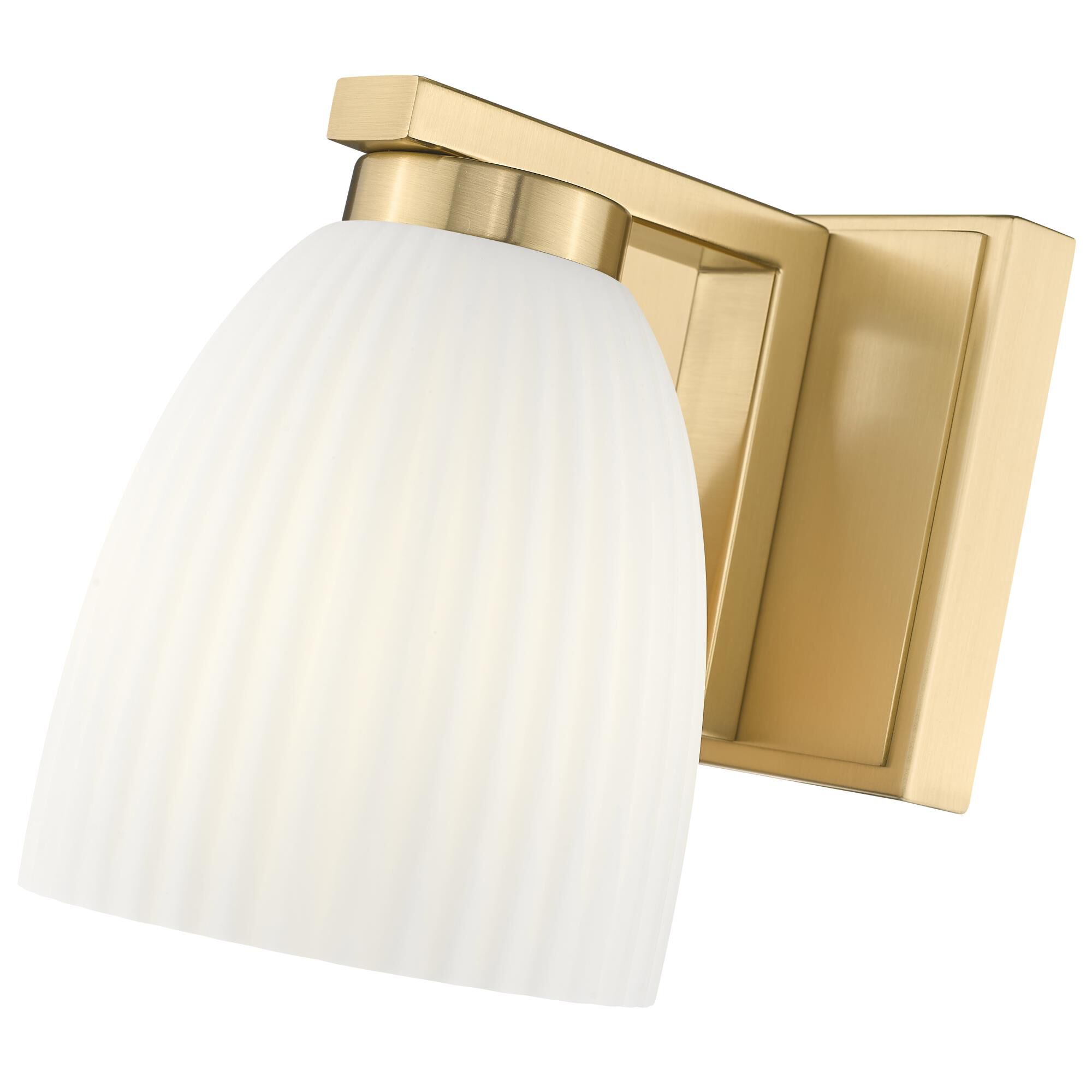 Shown in Modern Gold finish and Matte Opal glass and Matte Opal shade