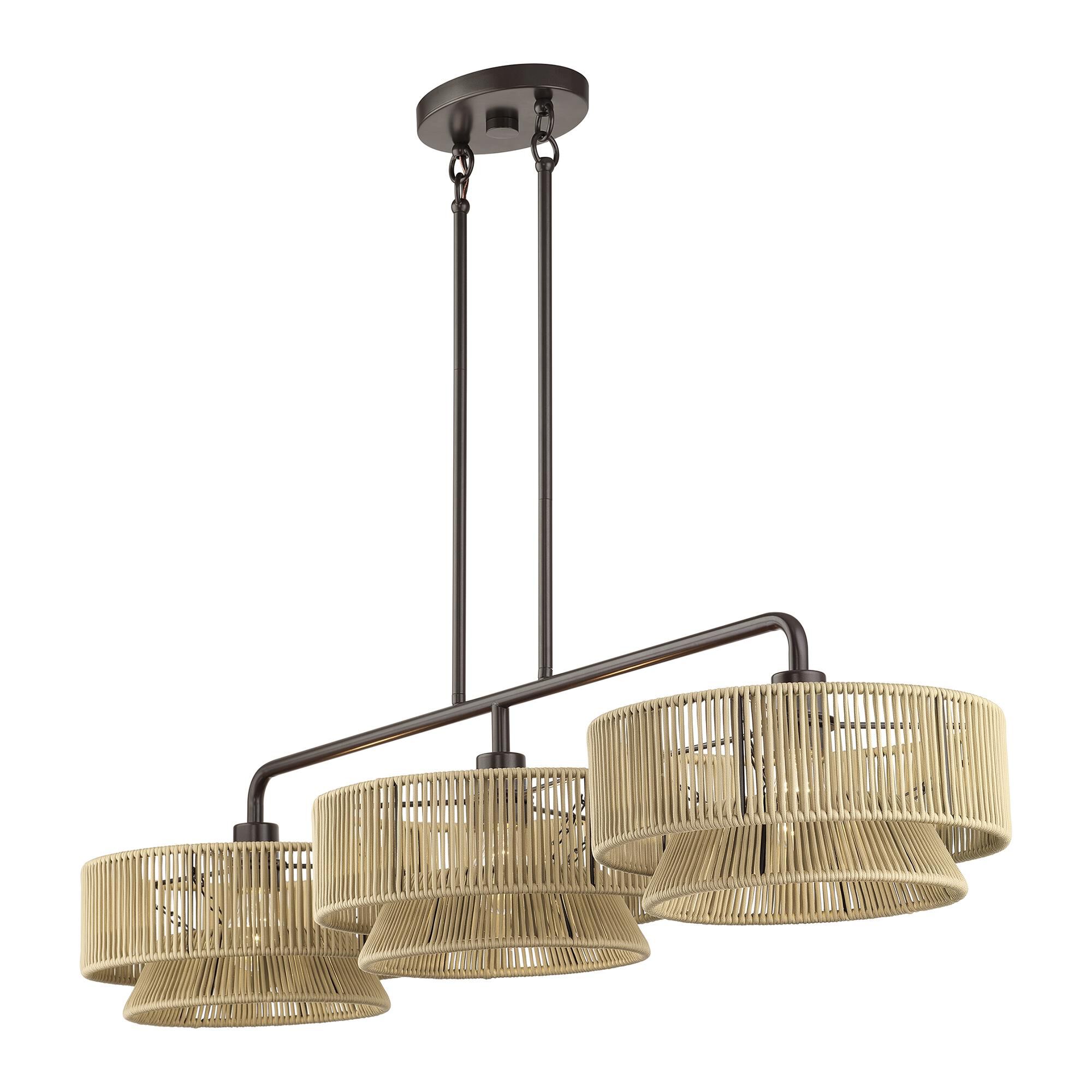 Shown in English Bronze finish and Hand-Woven Venetian Gold Color Polyester Rope shade