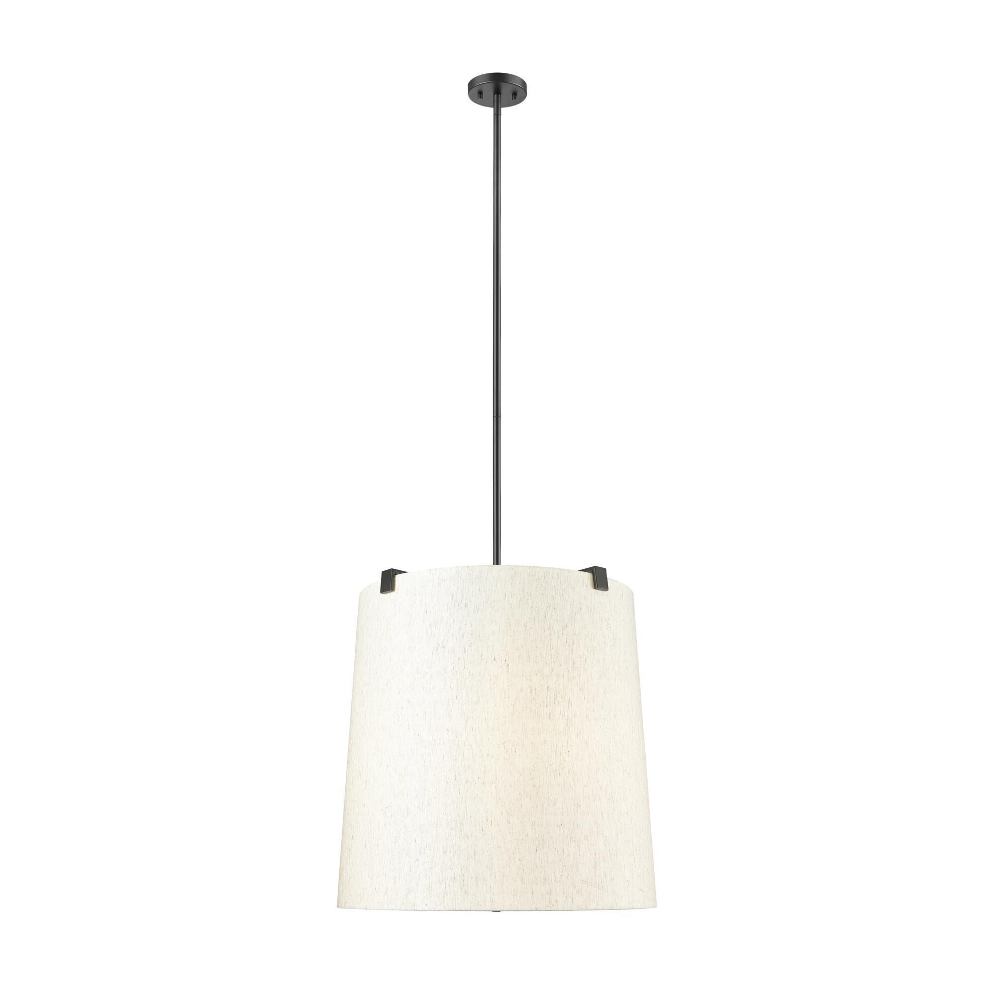 Shown in Matte Black finish and Cream glass and Cream shade