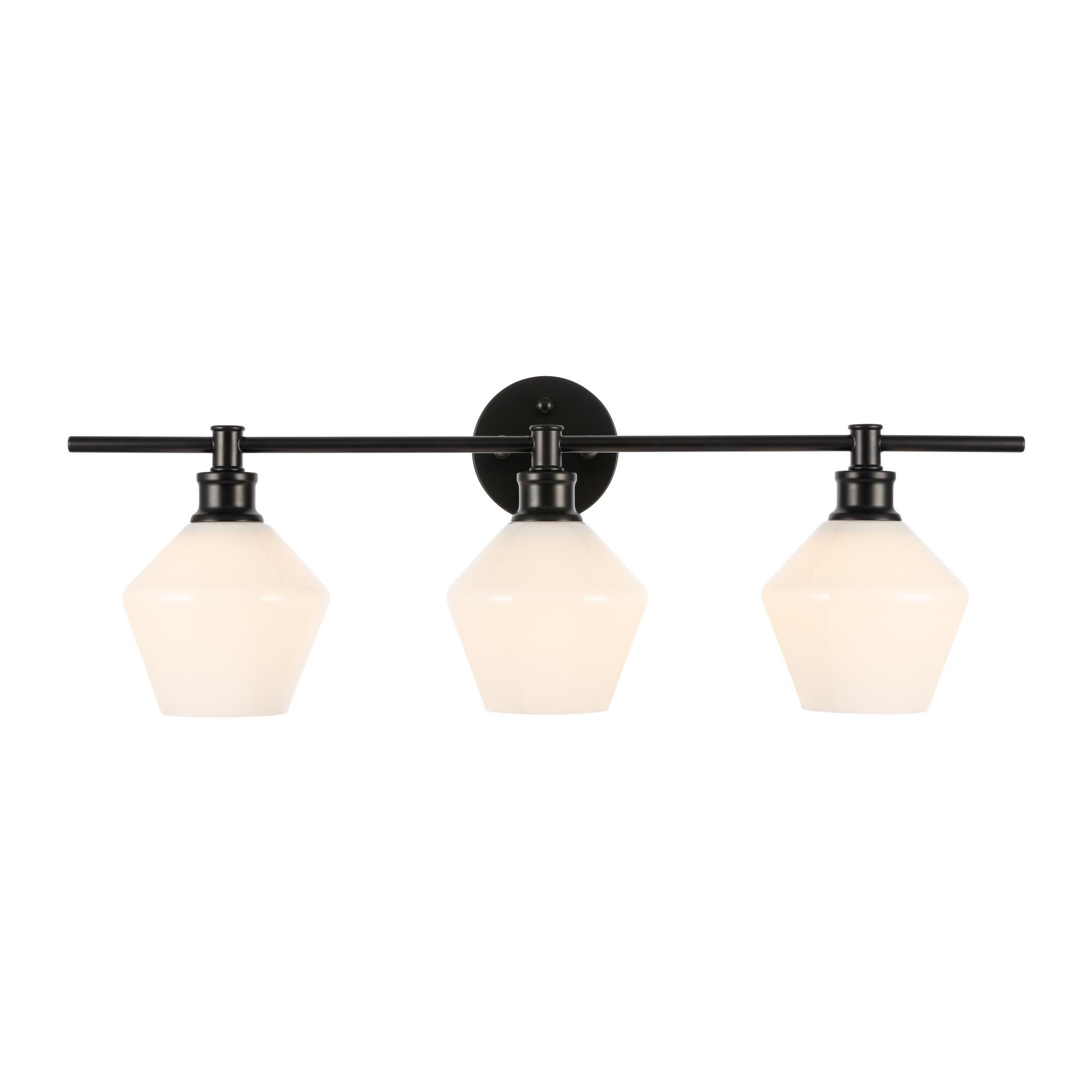 Shown in Black finish and Frosted White  glass