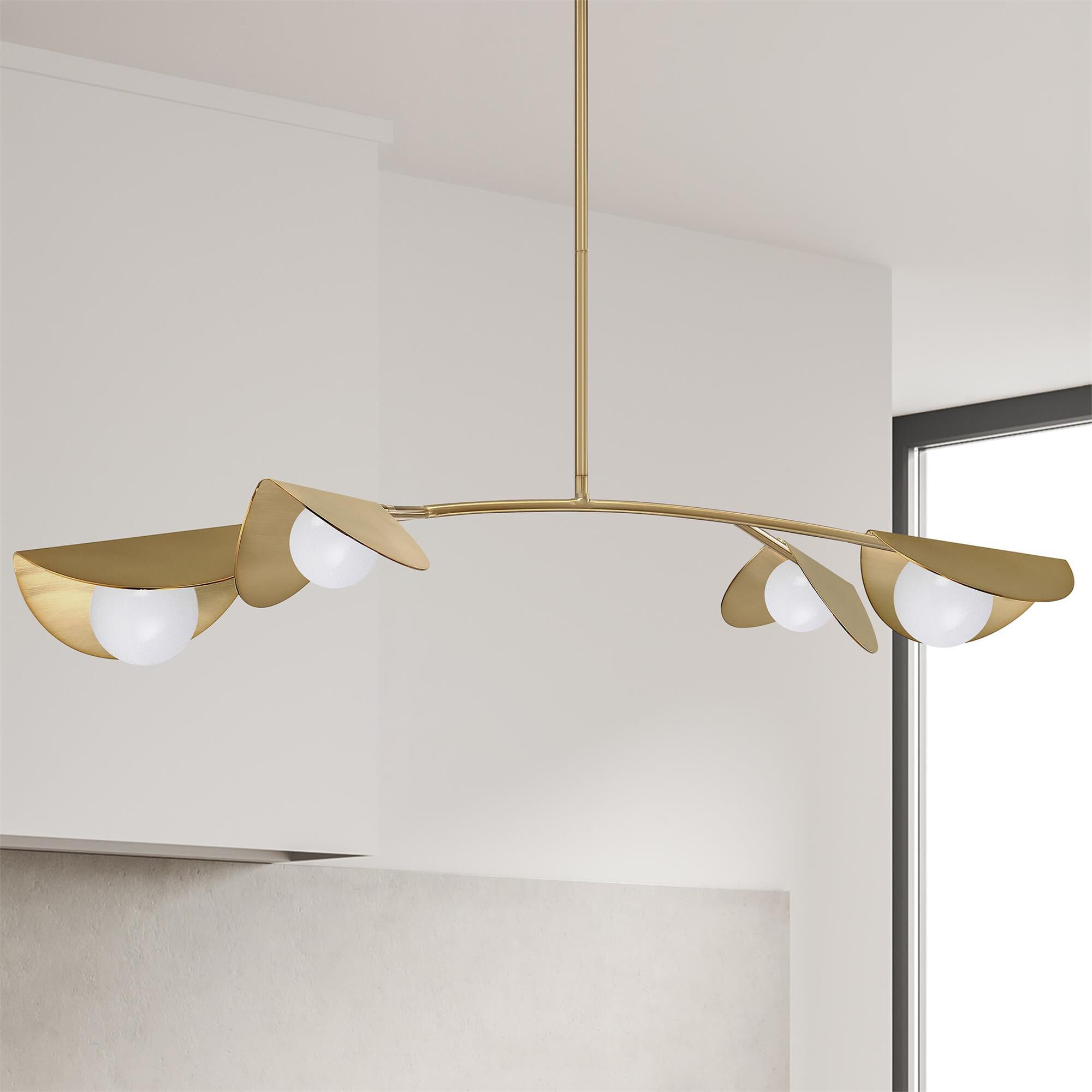 Shown in Aged Brass and White finish and Aged Brass Dome shade