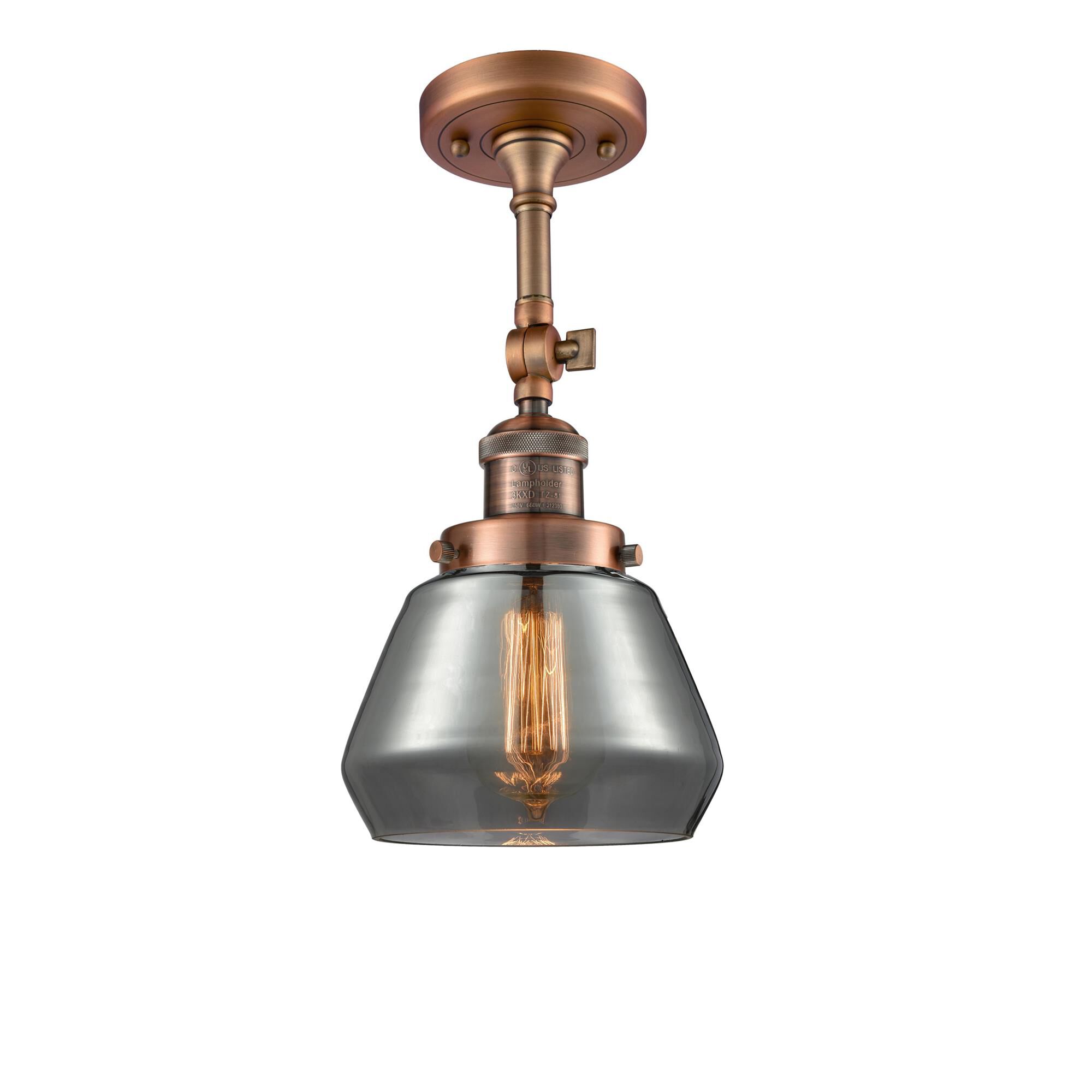 Shown in Antique Copper finish and Plated Smoked glass and None accent