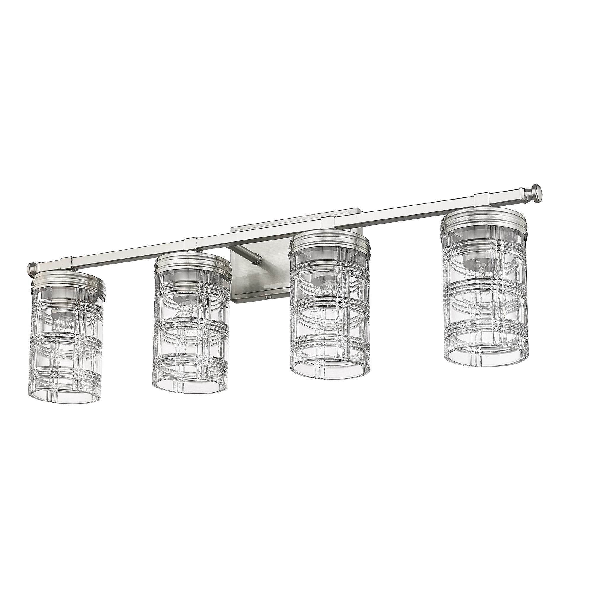 Shown in Brushed Nickel finish and Clear glass