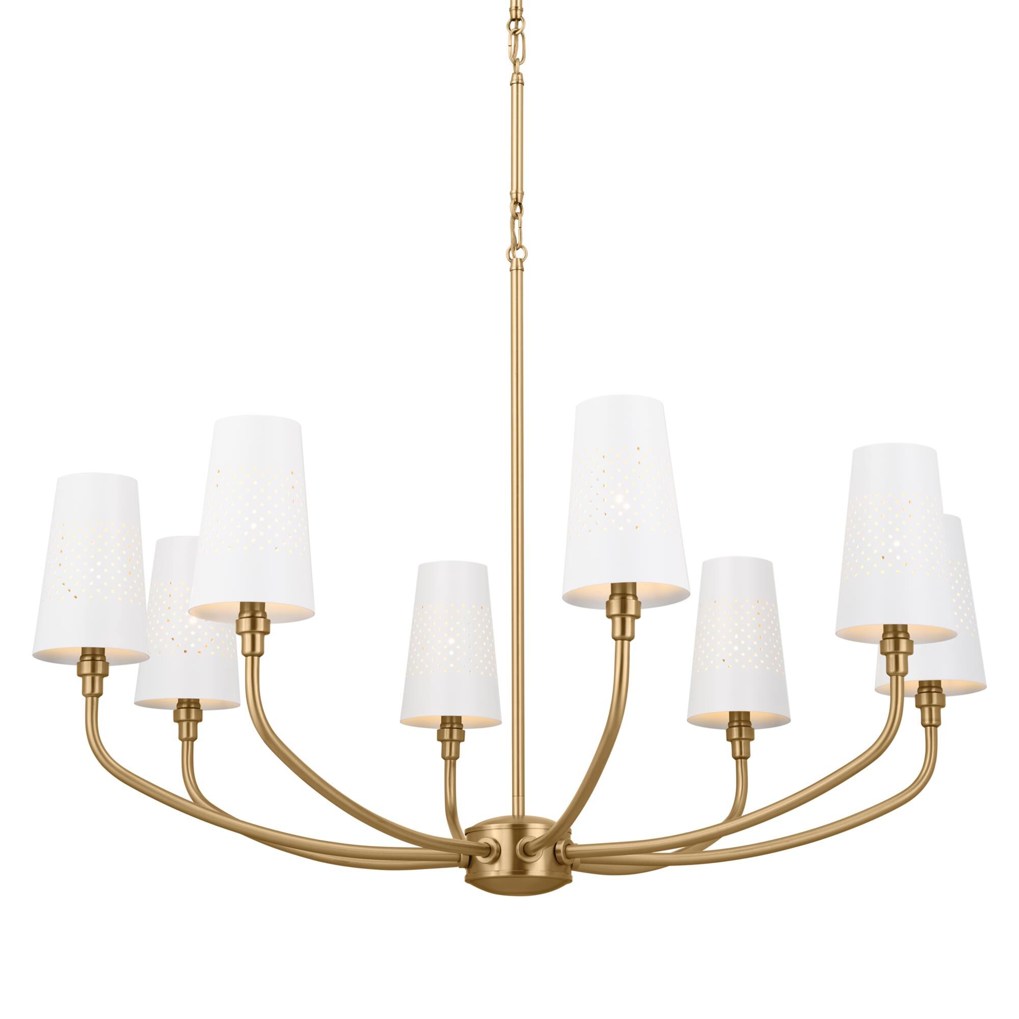 Shown in Brushed Natural Brass finish and Metal and Bell shade