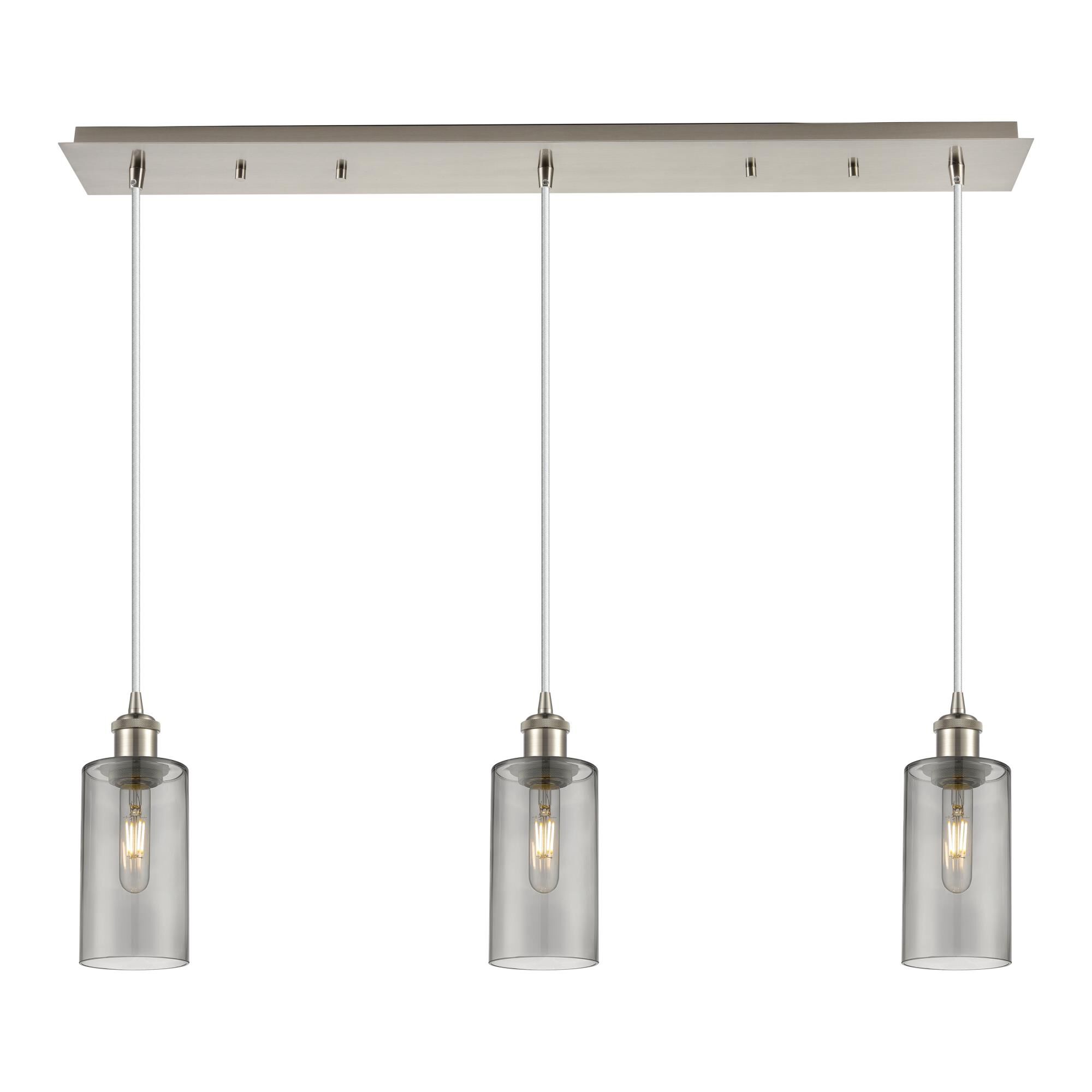 Shown in Satin Nickel finish and Light Smoke shade