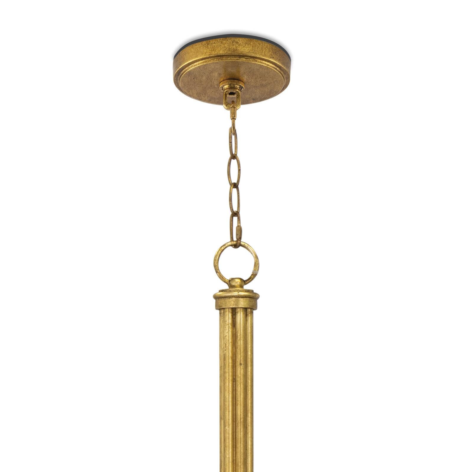 Shown in Antique Gold Leaf finish and Linen shade