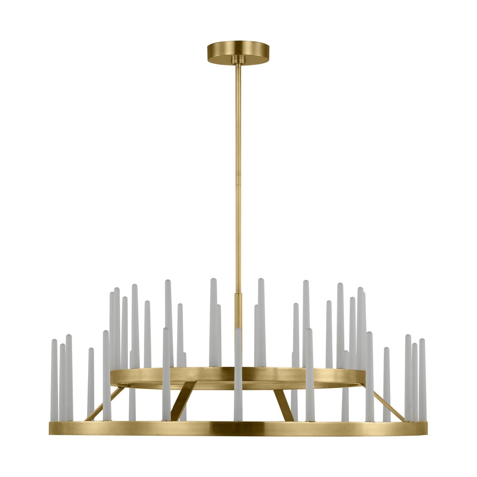 Shown in Hand-Rubbed Antique Brass finish and Etched glass