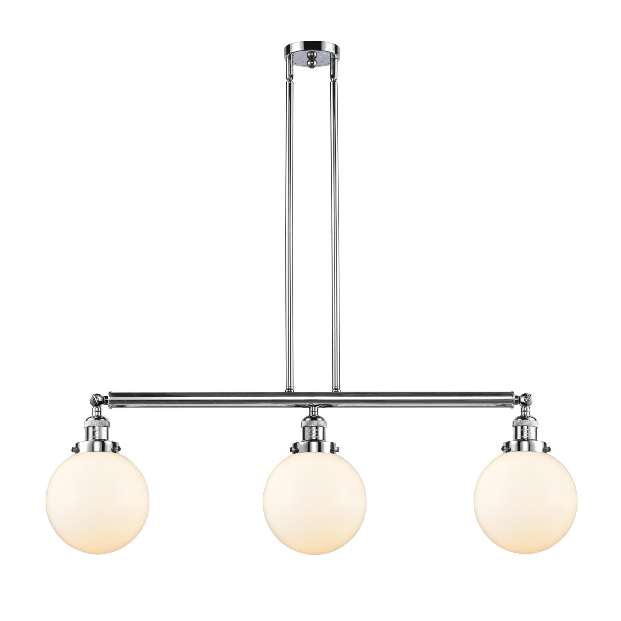 Shown in Polished Chrome finish and Matte White Cased Beacon glass