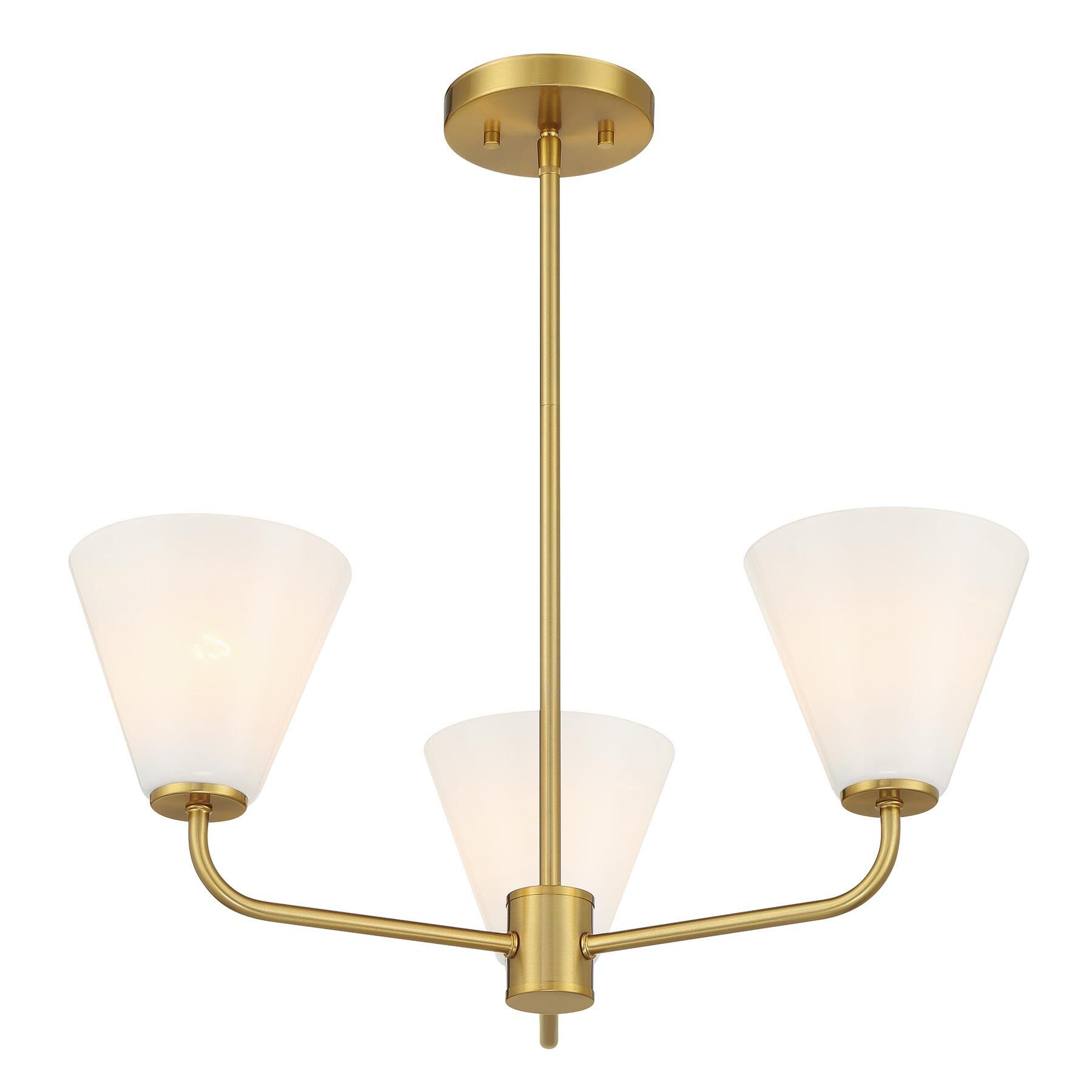 Shown in Warm Brass finish and Strie shade