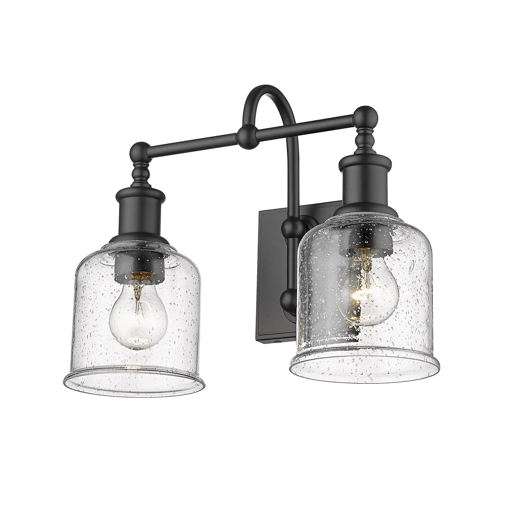 Shown in Matte Black finish and Glass shade
