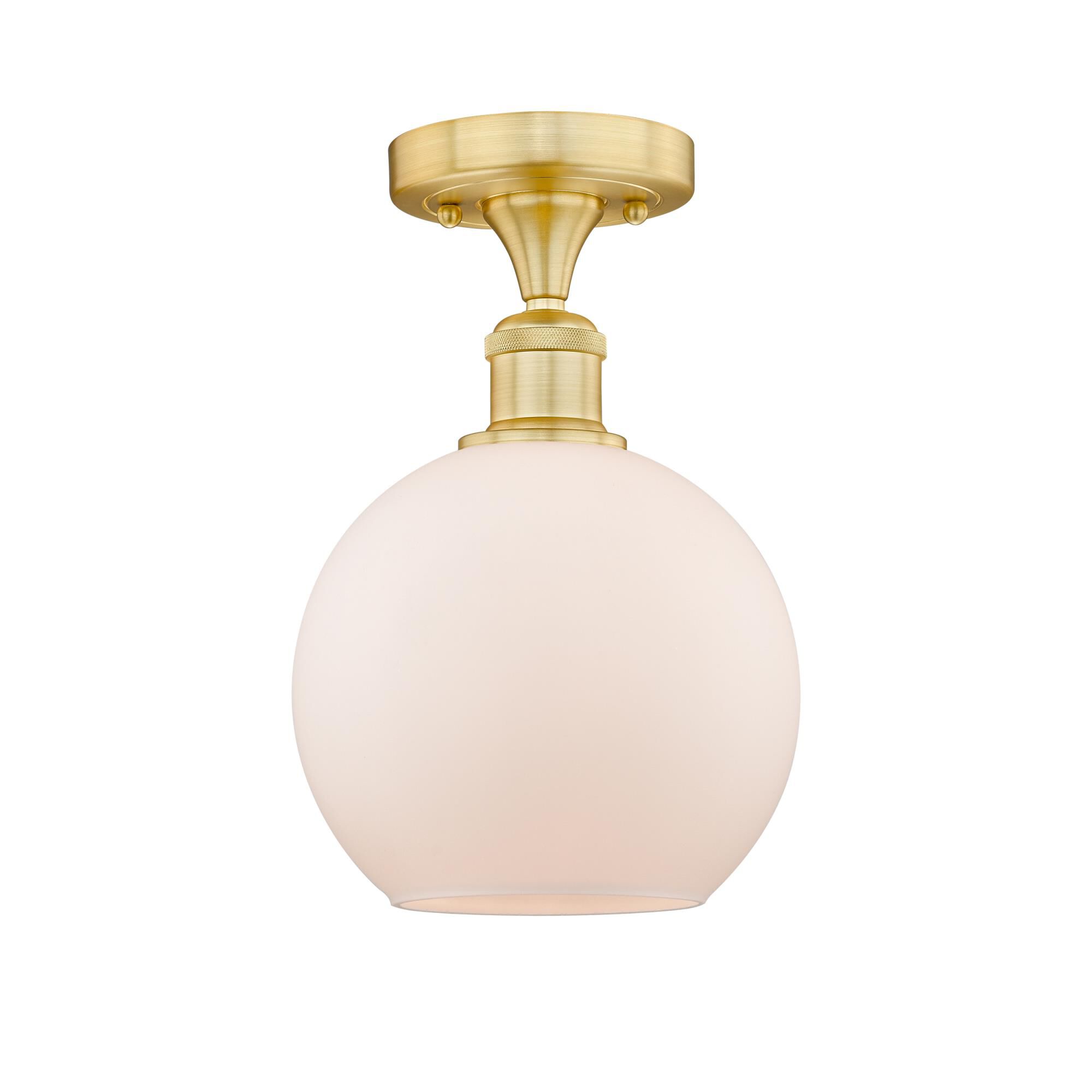 Shown in Satin Gold finish and Matte White glass